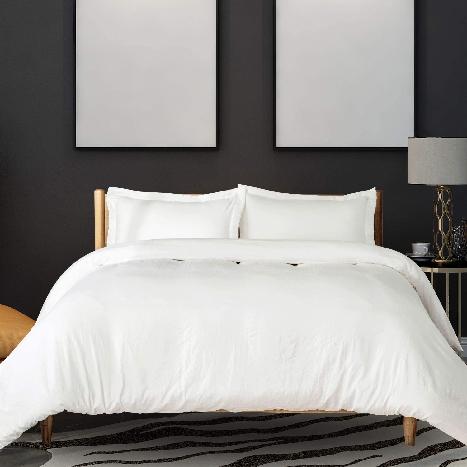 Price:$24.99 Brushed Microfiber White King Size Duvet Cover with Zipper Closure & Corner Ties - Bedding Comforter Cover Set - 104" X 90" Ultra Soft, Breathable - 3 Piece (1 Duvet Cover + 2 Pillow Shams) : Home & Kitchen