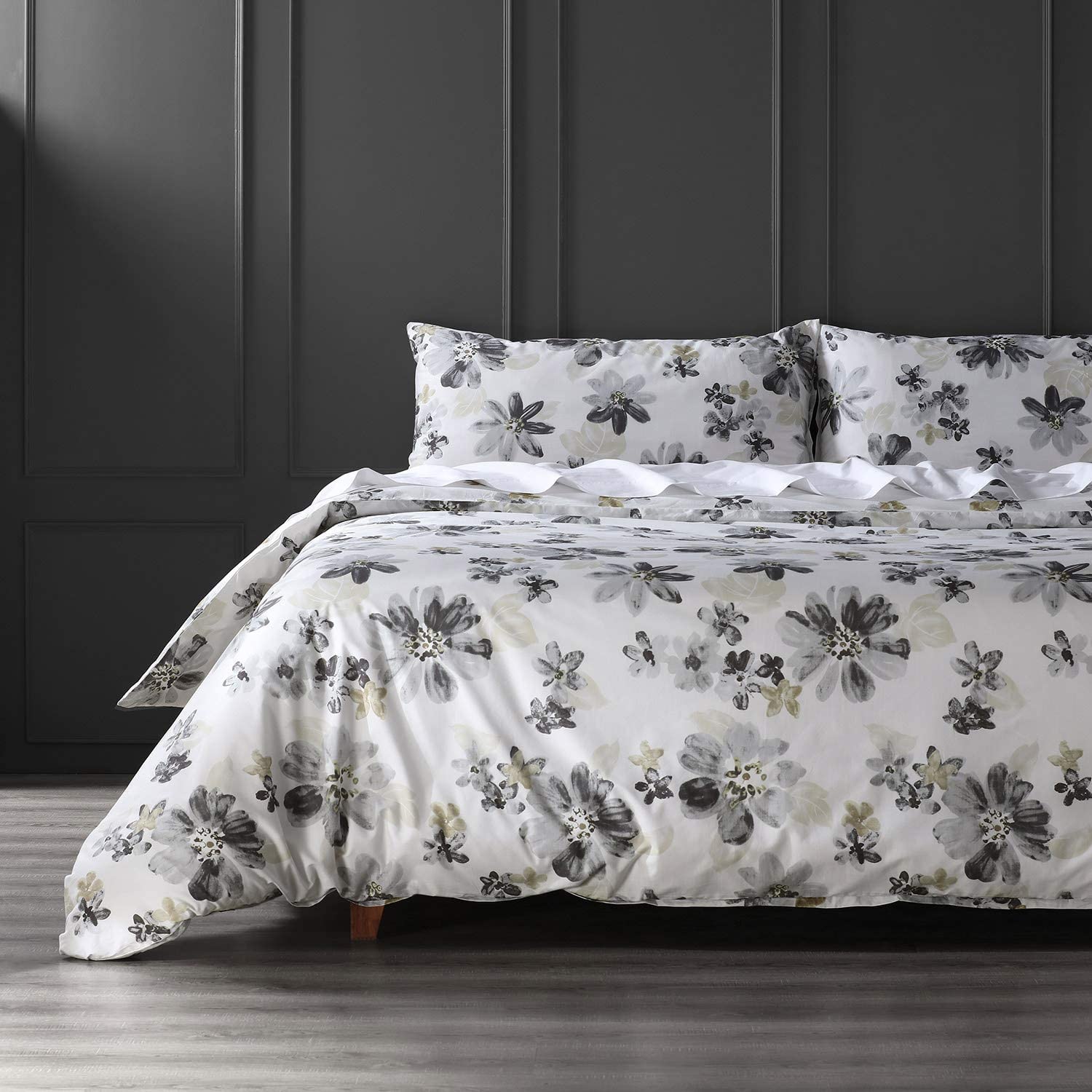 Price:$76.69 Fabrics Furnishings Blossom Neutral Cotton Percale Printed Reversible Duvet Cover Set, Queen : Home & Kitchen
