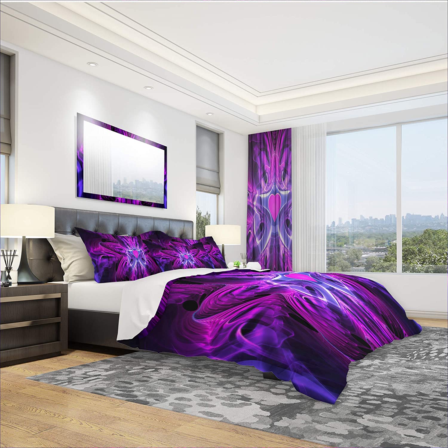Price:$109.78 'Heart at The Center Purple Abstract' Modern & Contemporary Duvet Cover Set : Home & Kitchen