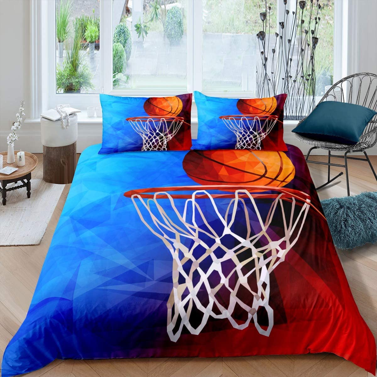 Price:$47.00 Fairy Blue Red Dyeing Bedding Cover Sets King Orange Basketball Print Comforter Cover Teens Youngs Sports Ball Theme 3 Pieces Duvet Sets(1 Duvet Cover 2 Pillow Cases) : Home & Kitchen