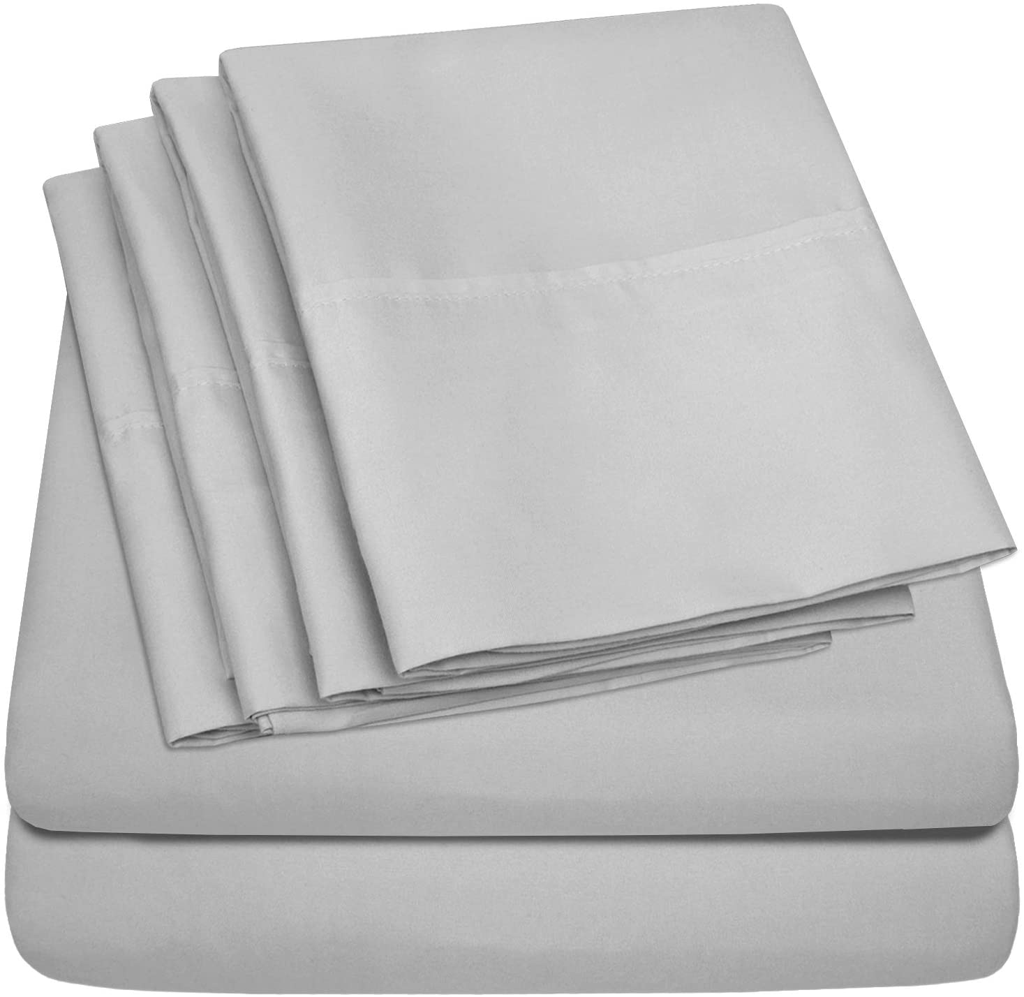 Price:$25.99 Home Collection 6 Piece Bed Sheets 1500 Thread Count Fine Microfiber Deep Pocket Set-Extra Pillow Cases, Value, Queen, Silver : Home & Kitchen