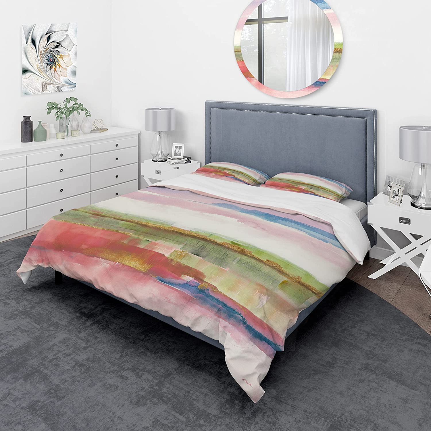 Price:$85.76 'Influence of Line and Color Gold Bright' Geometric Duvet Cover Set : Home & Kitchen