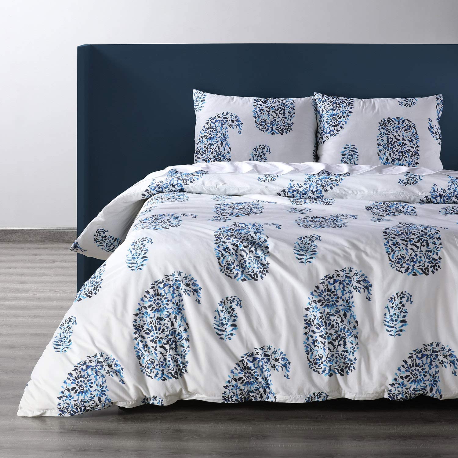 Price:$70.66 Fabrics Furnishings Paisley Park Blue Cotton Percale Printed Duvet Cover Set, Queen : Home & Kitchen