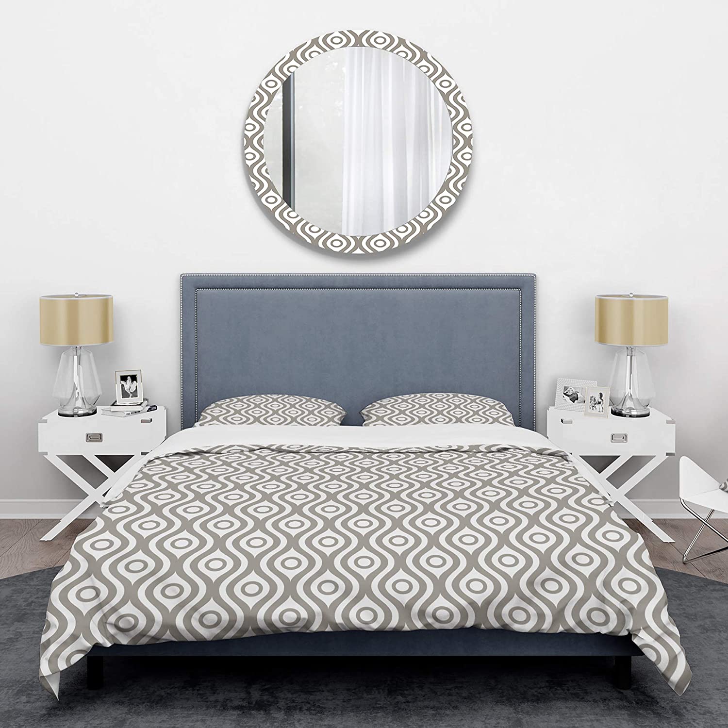 Price:$120.09 'Retro Geometrical Abstract Minimal Pattern XIV' Mid-Century Modern Duvet Cover Set : Home & Kitchen