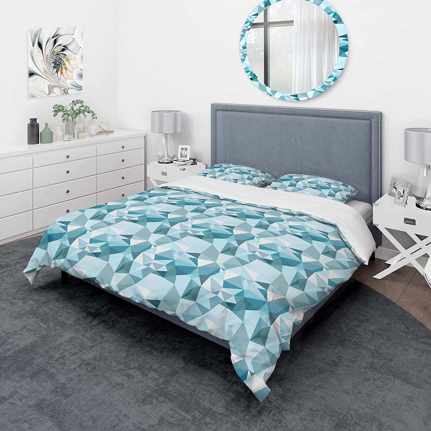 Price:$120.04 Abstract Light Blue Geometry' Abstract Duvet Cover Set : Home & Kitchen