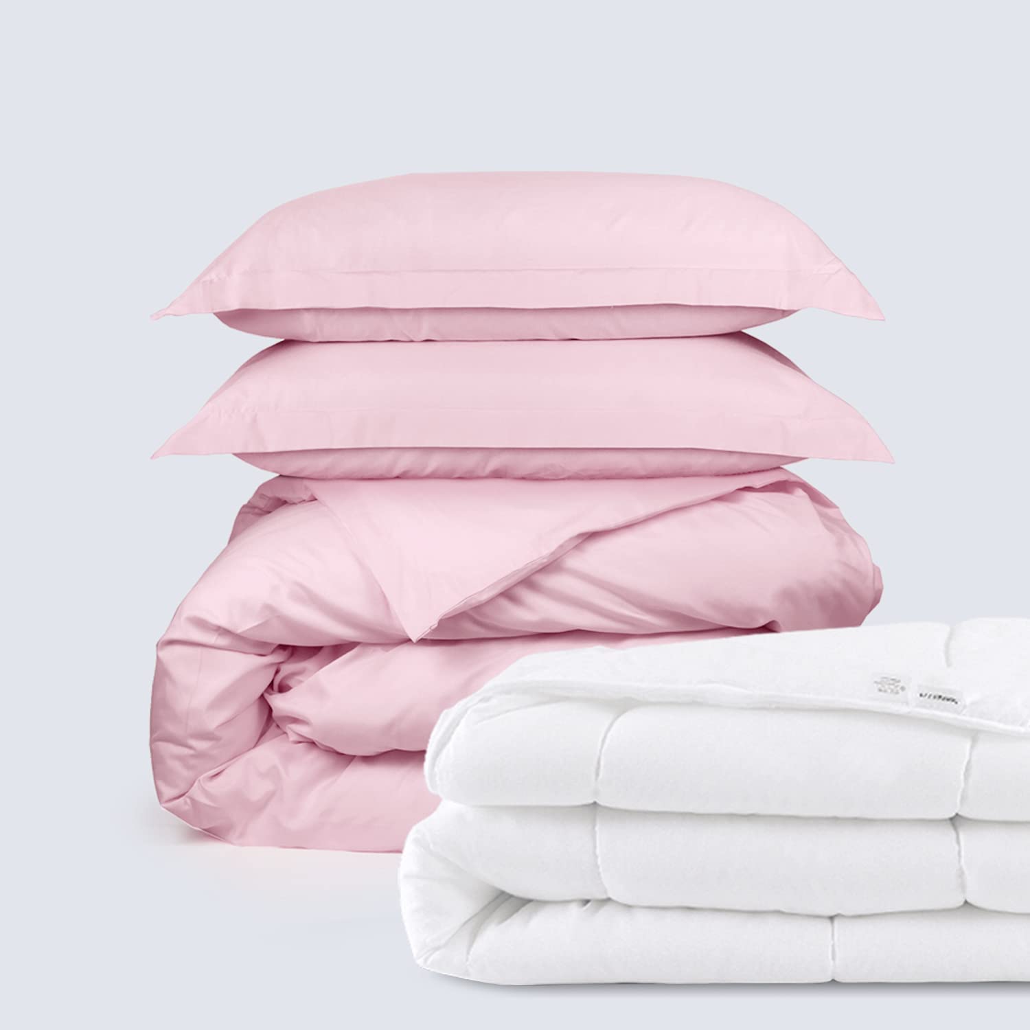 Price:$46.55 Microfiber Duvet Bundle - 3 Piece Microfiber Duvet Set (Queen, Light Pink) & Microfiber Shell Down Comforter (Queen) : Home & Kitchen
