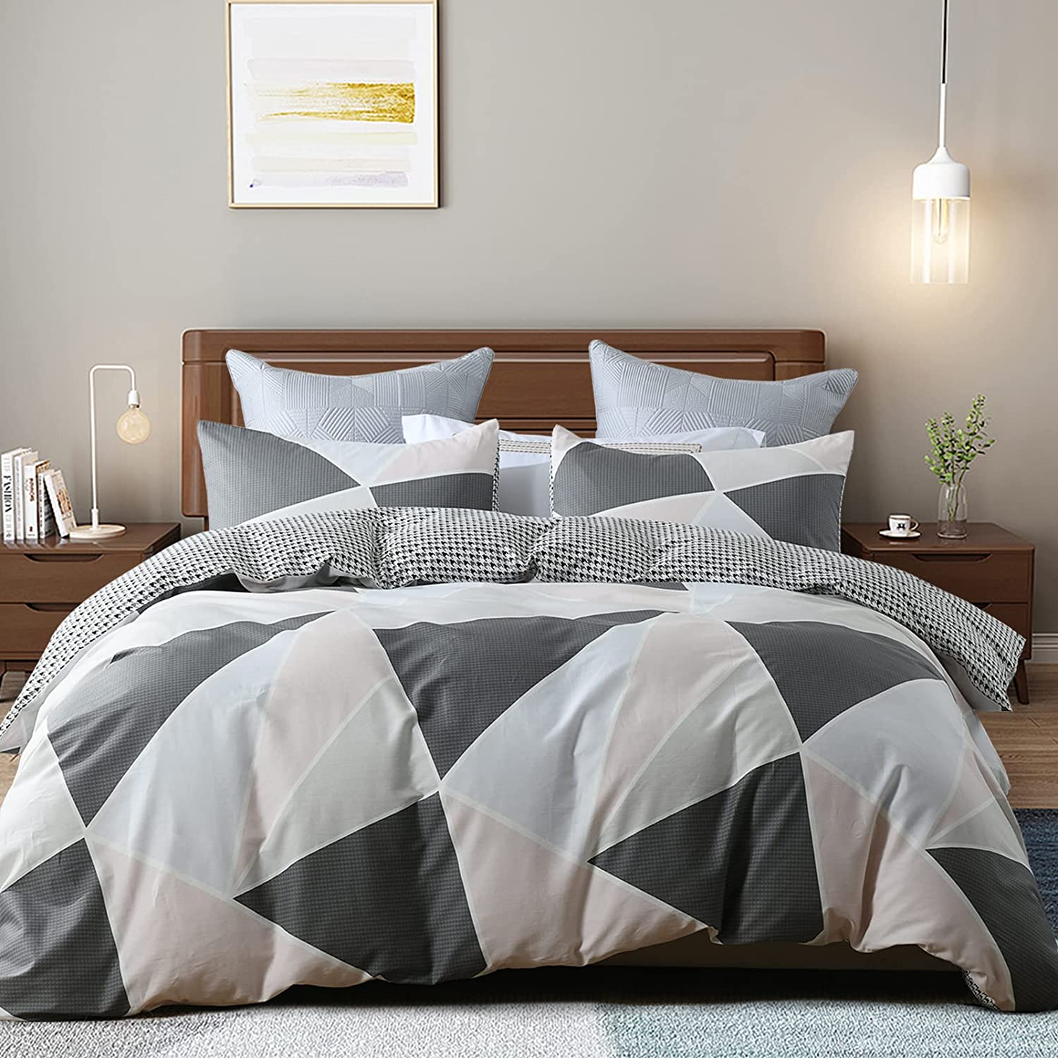Price:$69.99 Cotton Plaid Duvet Cover Sets,Grey White Buffalo Check Comforter Cover,Modern Reversible Checkered Bedding Set with Zipper Closure(100% Natural Cotton, 3pcs,Queen) : Home & Kitchen