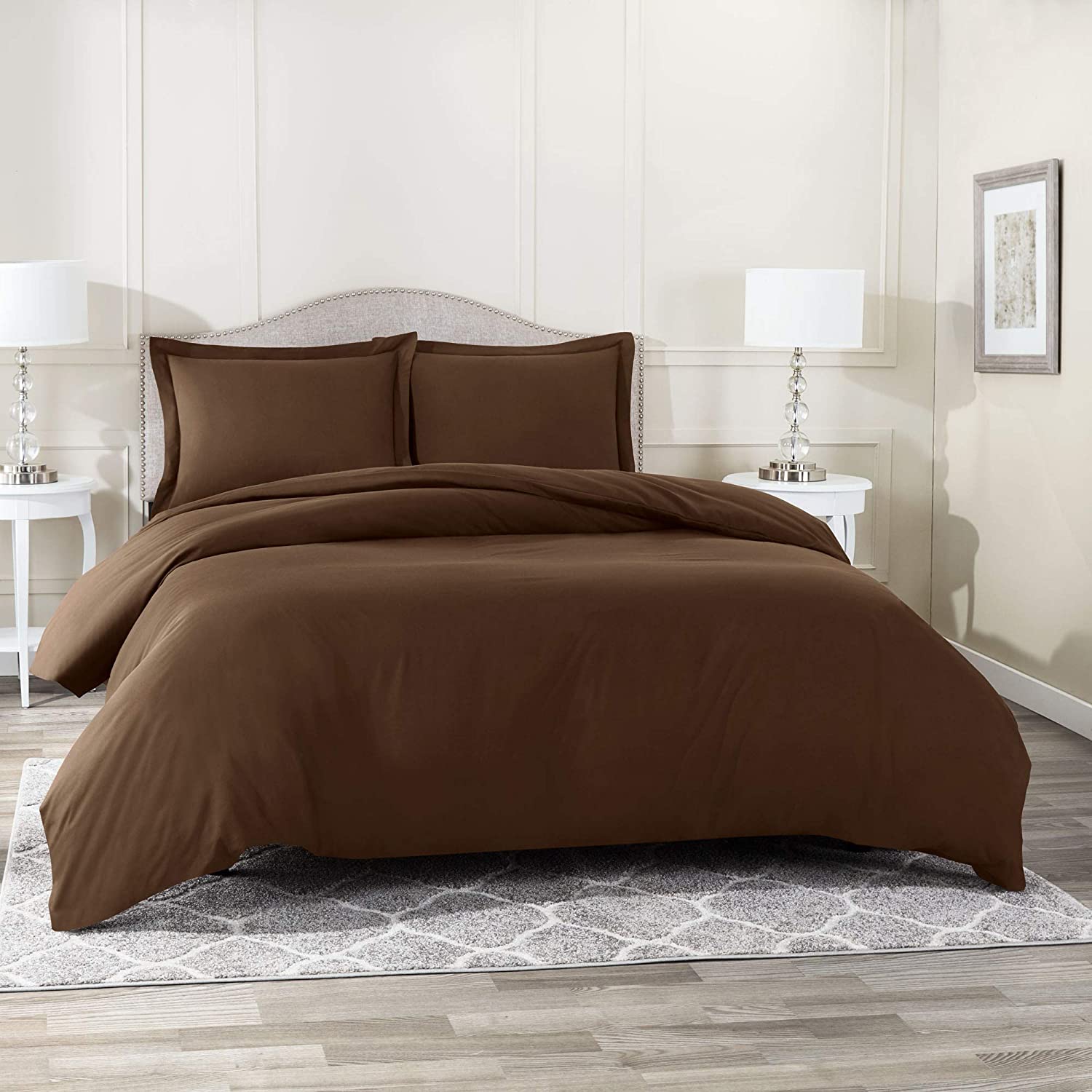 Price:$83.00 Home Furnishing 3 Piece Duvet Set 400 Thread Count Ultra Soft Egyptian Cotton Comfortable Bedding (1 Duvet Cover, 2 Pillow Shams) (Chocolate, Oversized King) : Home & Kitchen
