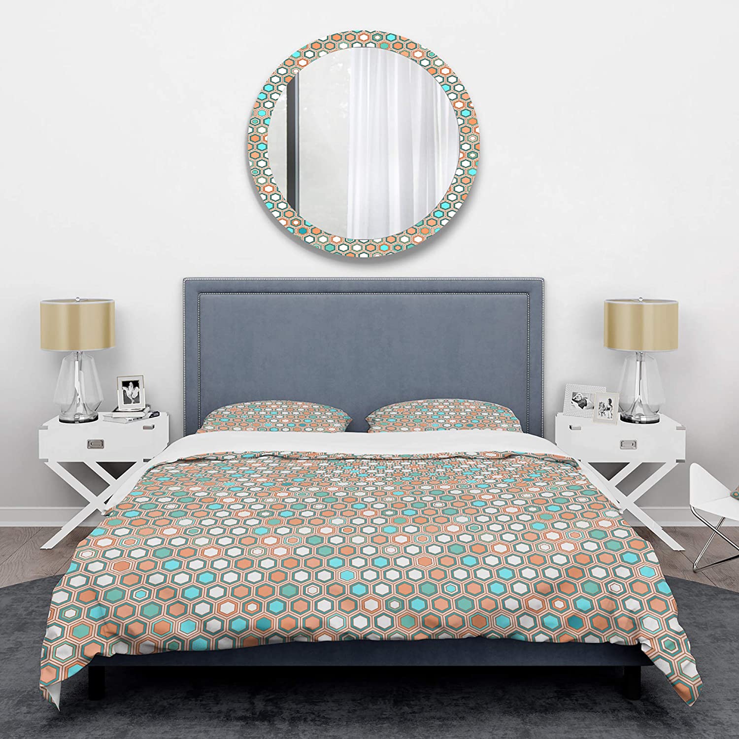 Price:$120.04 'Retro Hexagon Pattern III' Mid-Century Modern Duvet Cover Set : Home & Kitchen