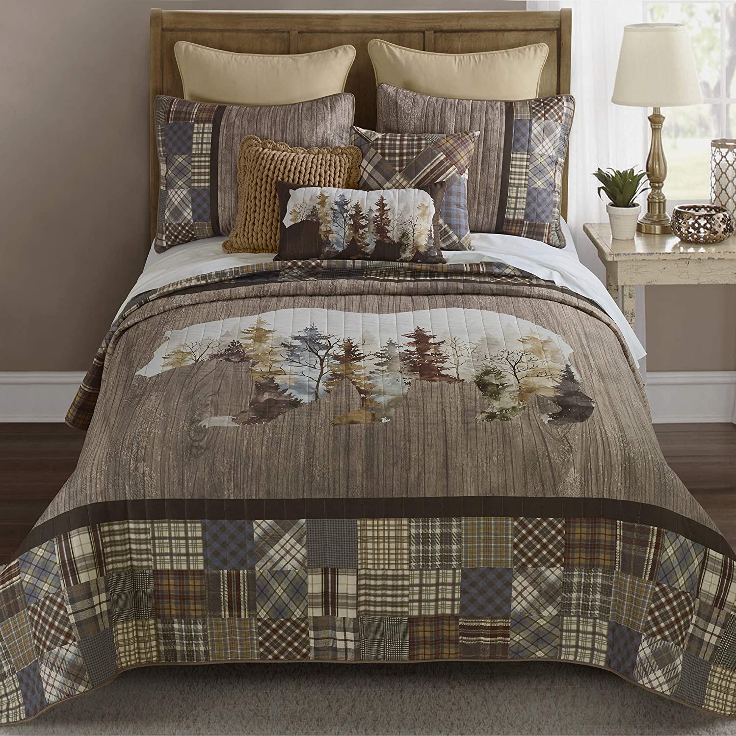 Price:$99.95 Sharp Twin Bedding Set - 2 Piece - Chimera Bear Lodge Quilt Set with Twin Quilt and Standard Pillow Sham - Machine Washable : Clothing, Shoes & Jewelry