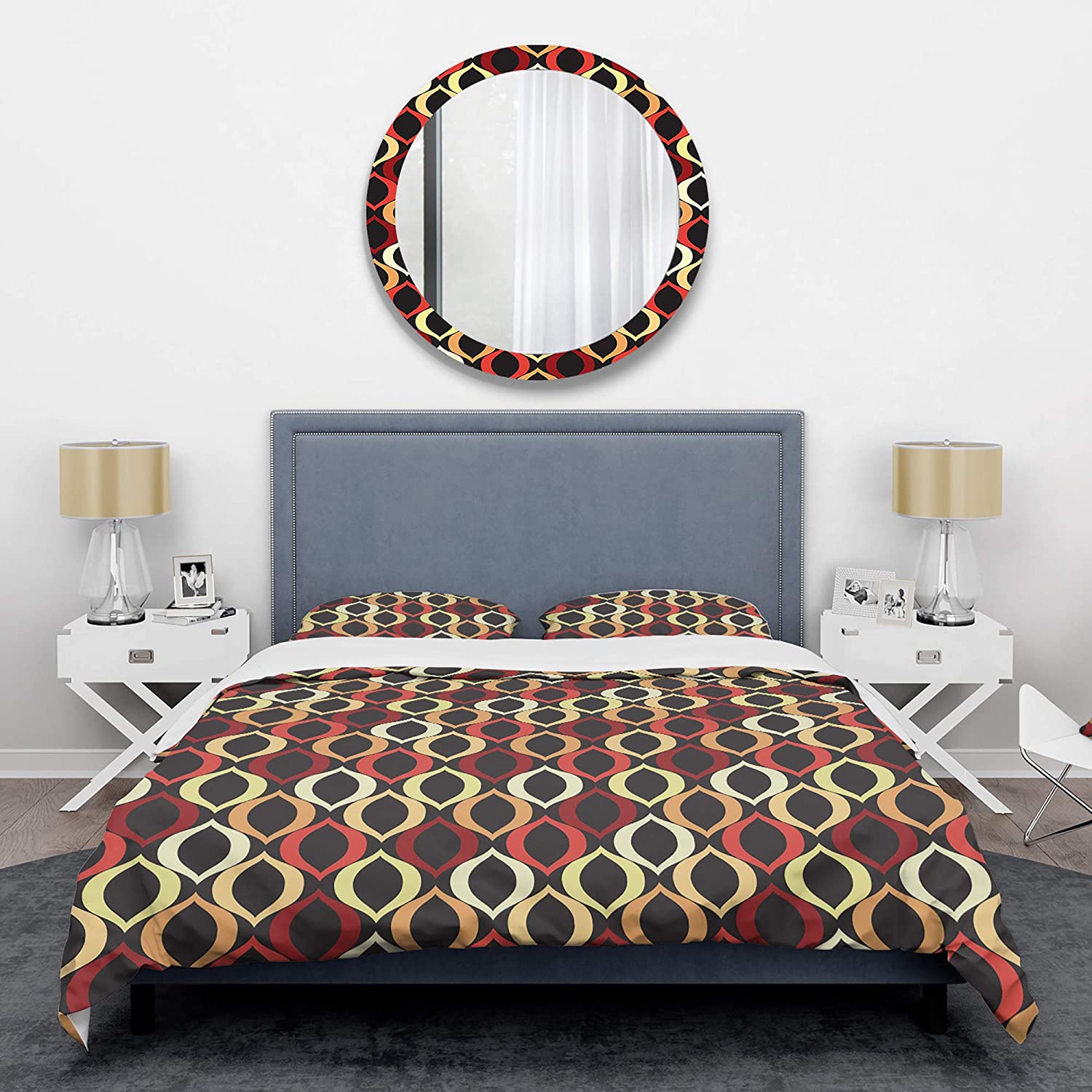 Price:$120.04 'Abstract Retro Geometrical Design VIII' Mid-Century Modern Duvet Cover Set : Home & Kitchen