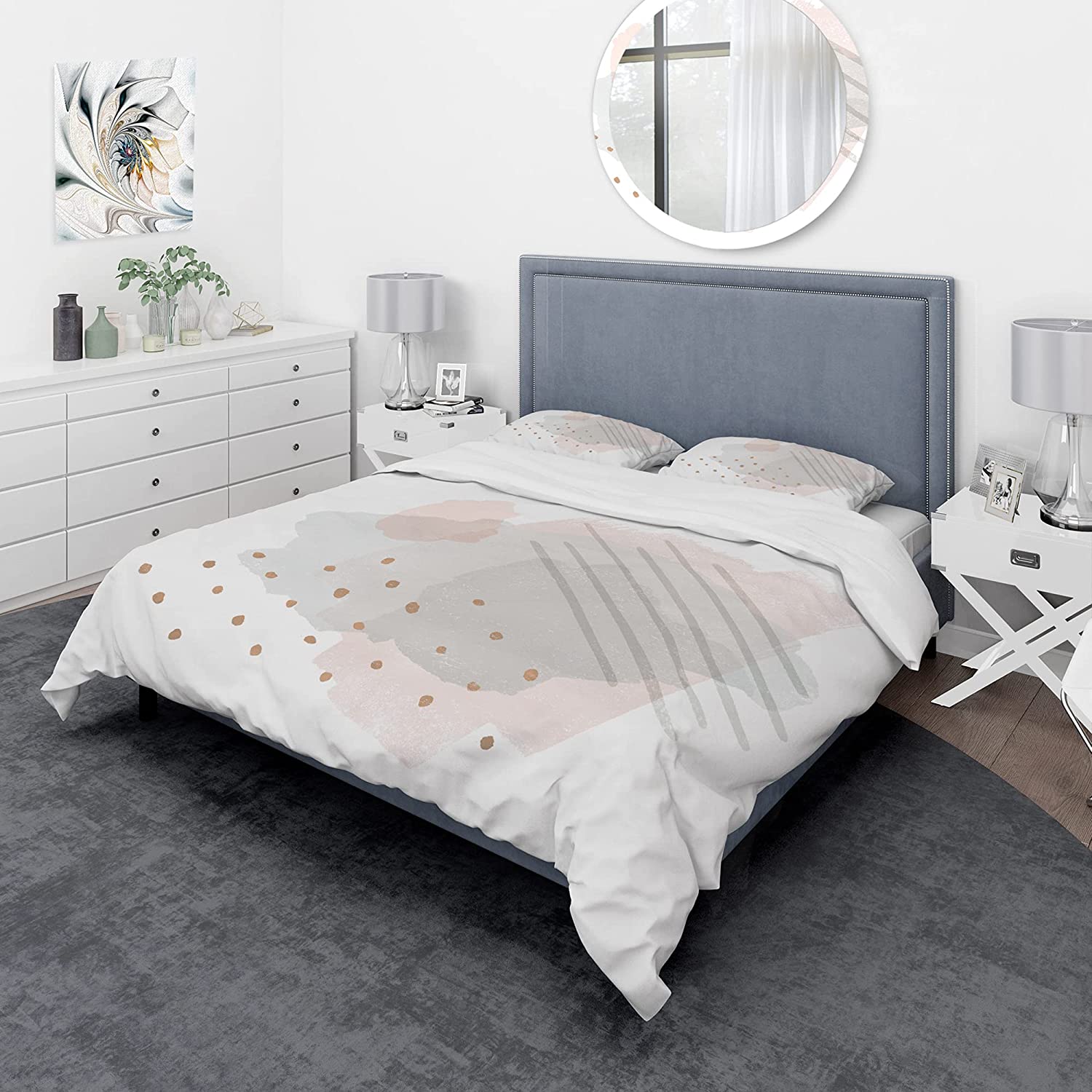 Price:$120.04 'Watercolor Minimal Blush I' Geometric Duvet Cover Set : Home & Kitchen