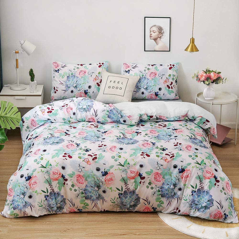 Price:$52.99 Duvet Cover, Washed Microfiber Printing Bedding Duvet Cover Pillowcases Set 1 Comforter Cover 2 Pillowcases (No Comforter,No Fitted Sheet) (LH90014, King(90“ W x 102” L)) : Home & Kitchen