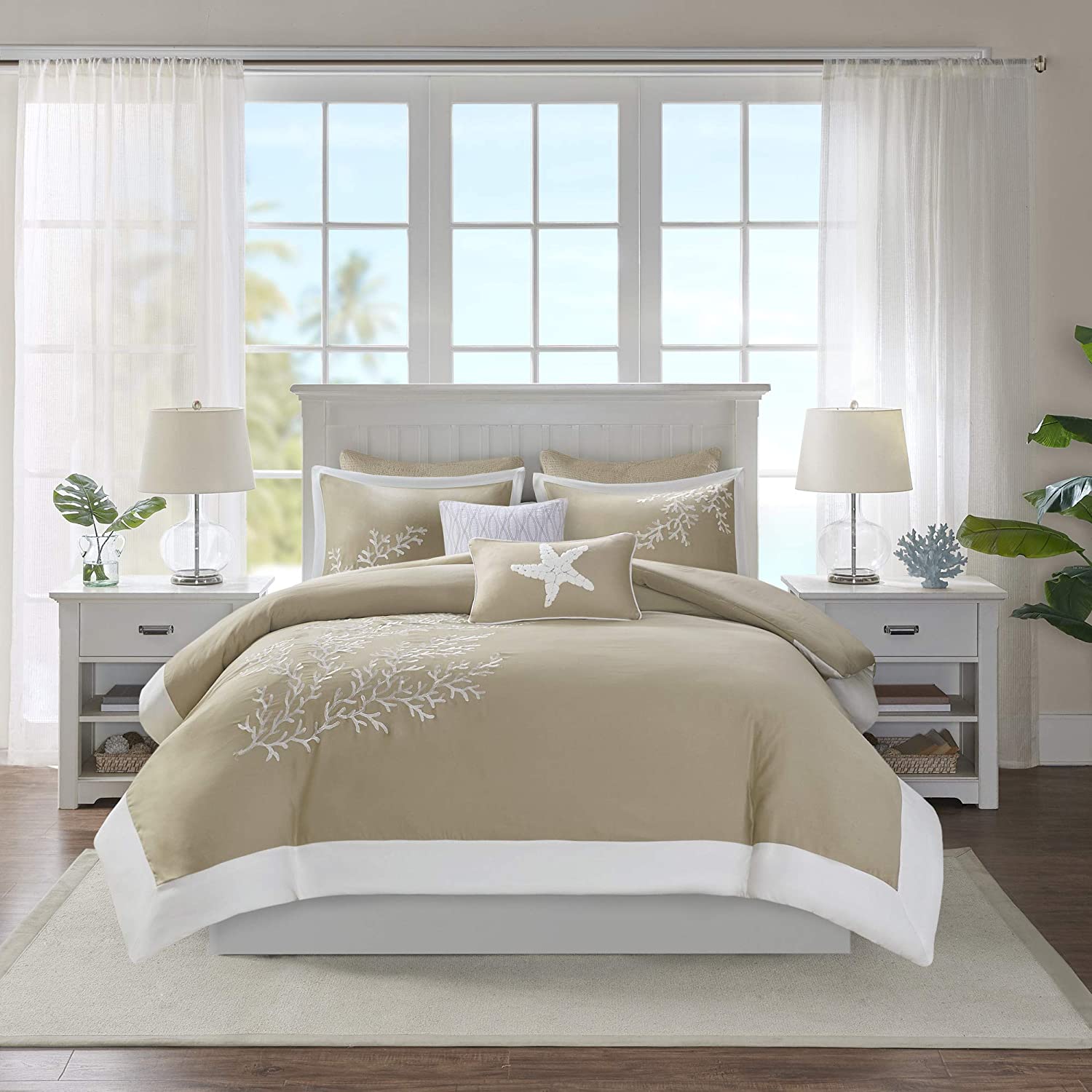Price:$174.61 House Coastline Duvet Cover Set Cal King (106"x90"), Coral Khaki : Home & Kitchen