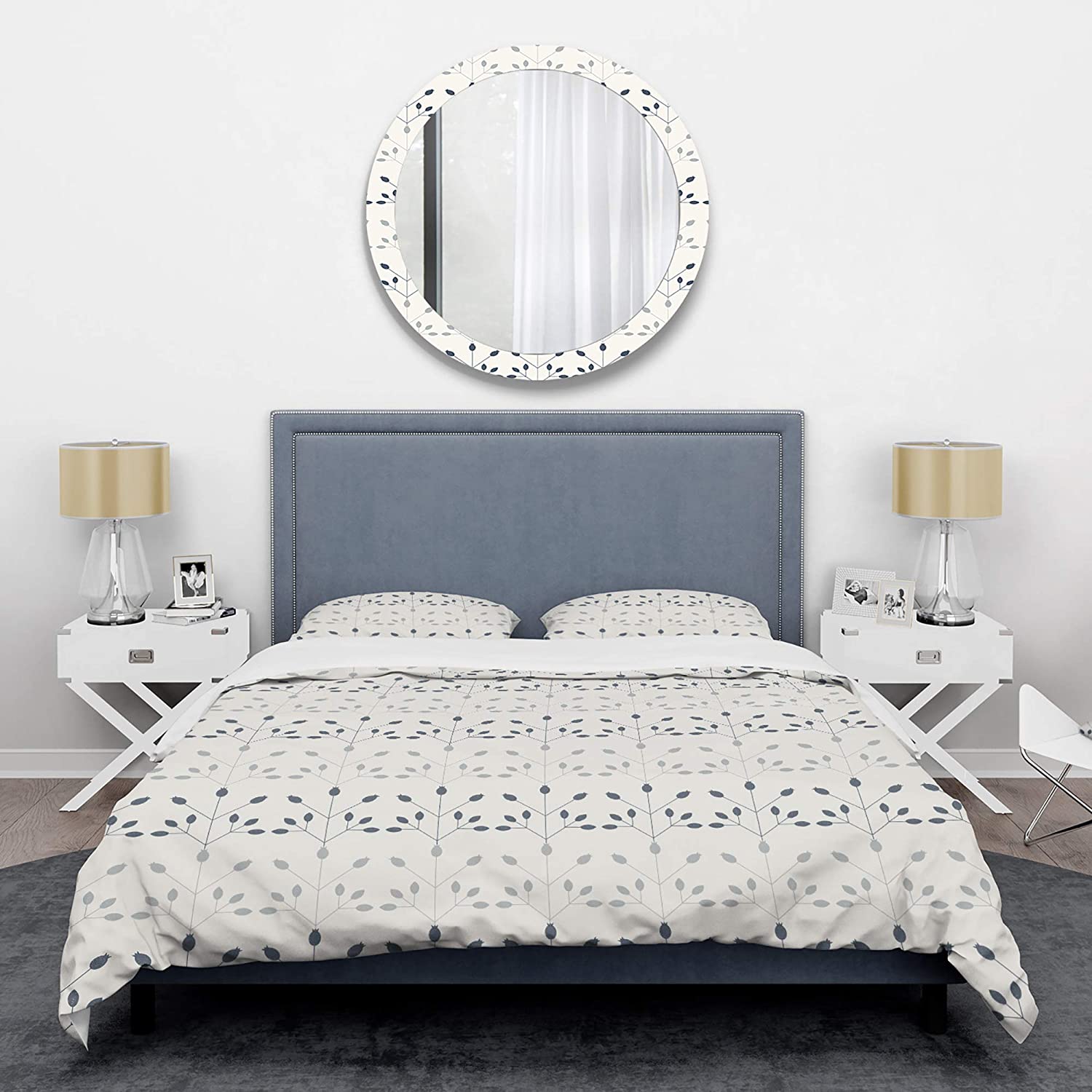 Price:$109.78 Retro Botanical Pattern I' Mid-Century Modern Duvet Cover Set : Home & Kitchen