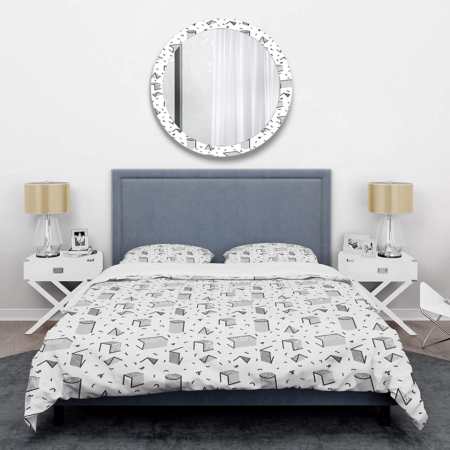 Price:$109.82 'Geometric Retro Design IV' Mid-Century Modern Duvet Cover Set : Home & Kitchen
