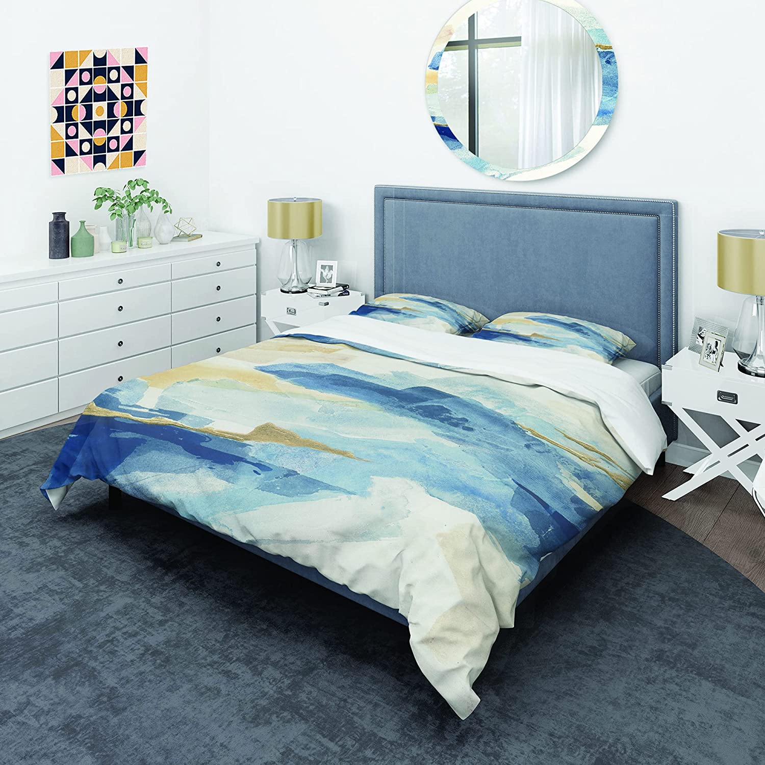 Price:$120.04 'Metallic Gold Indigo II' Glam Duvet Cover Set : Home & Kitchen