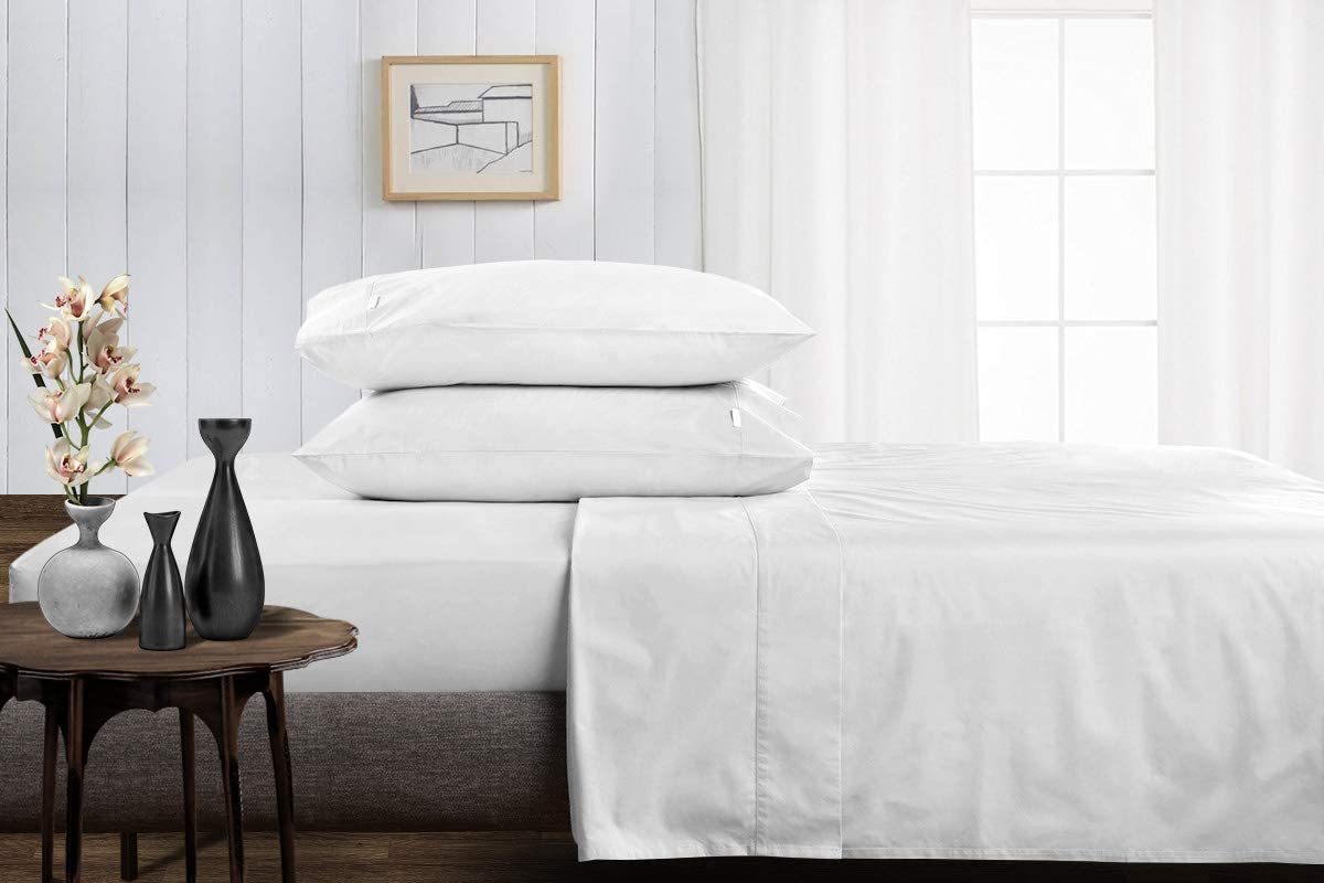 Price:$89.99 bedding King Size Egyptian Cotton Bed Sheets Luxury 1000 Thread Count Sheet Set White Solid Sateen Weave for Soft & Silky Feel Long Staple Cotton Deep Pocket : Home & Kitchen