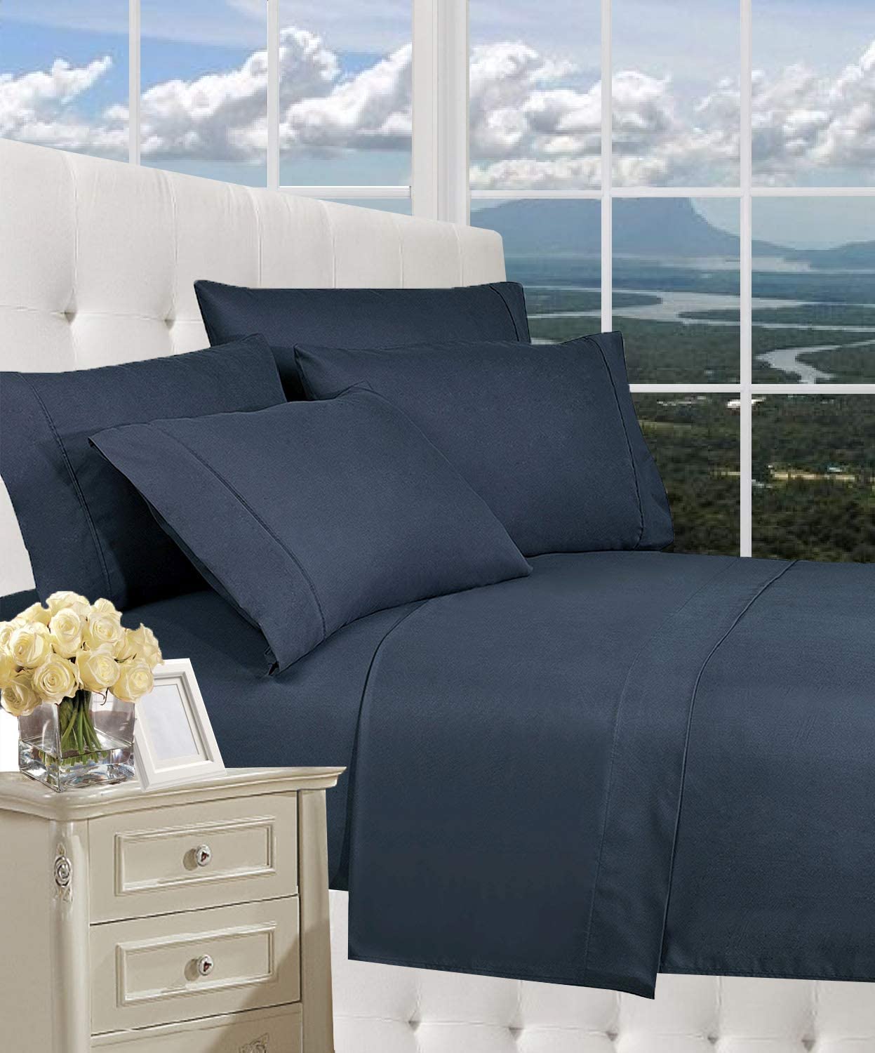 Price:$18.99 Duvet Cover Set on Amazon! Celine Linen 1800 Thread Count Egyptian Quality Wrinkle Free 2-Piece Duvet Set 100% , Twin/Twin XL - Navy Blue : Home & Kitchen