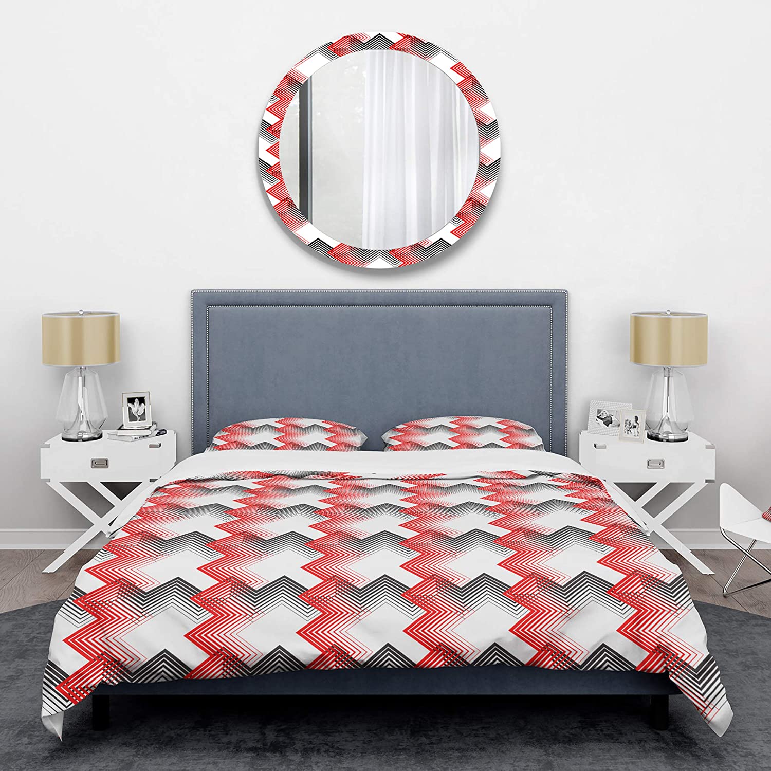 Price:$120.04 'Retro Geometrical Abstract Minimal Pattern VIII' Mid-Century Modern Duvet Cover Set : Home & Kitchen