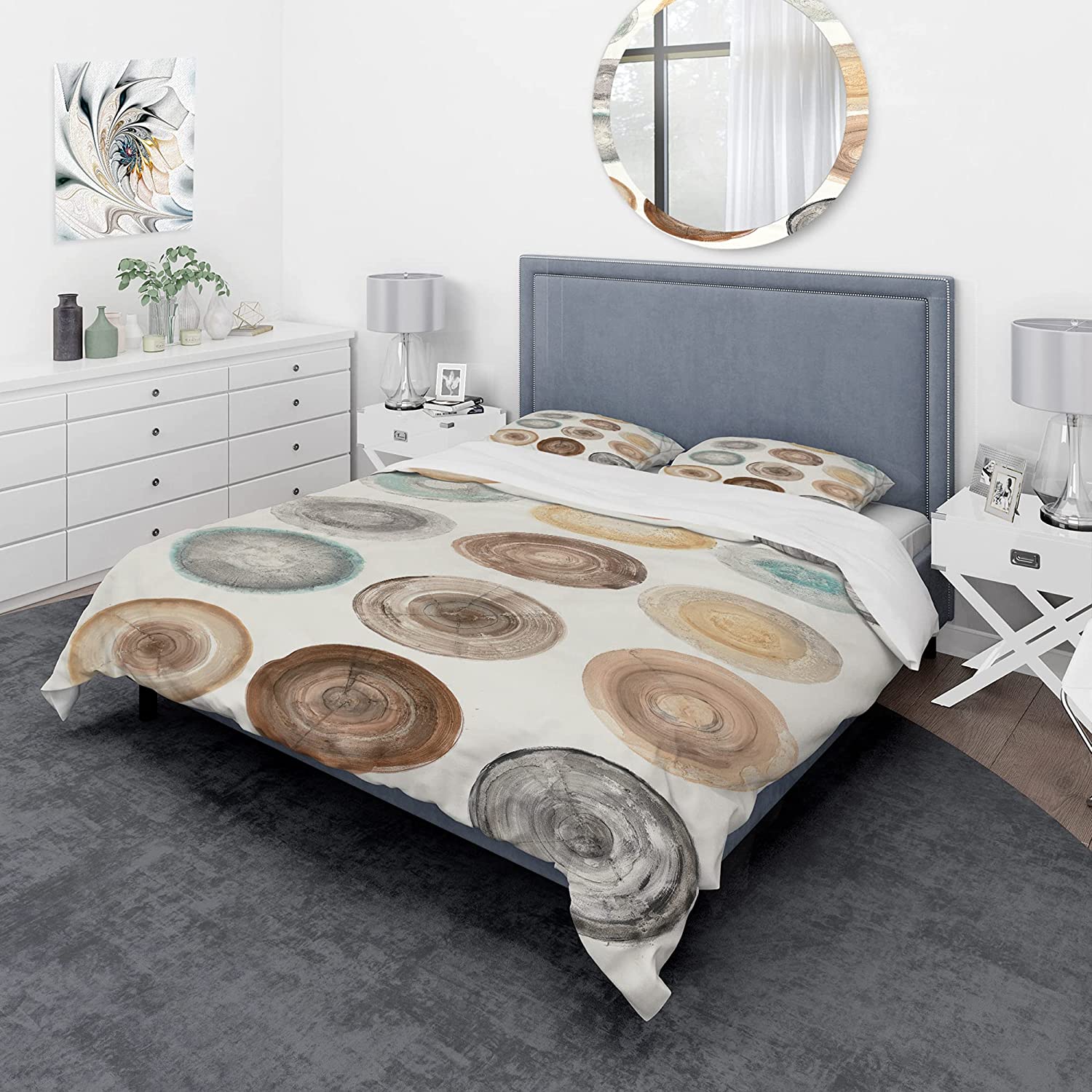 Price:$85.76 'Geometric Cream Circles' Geometric Duvet Cover Set : Home & Kitchen