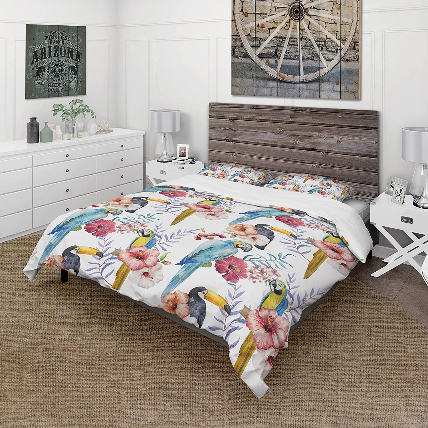 Price:$109.78 Hibiscus and Toucan' Animals Duvet Cover Set : Home & Kitchen