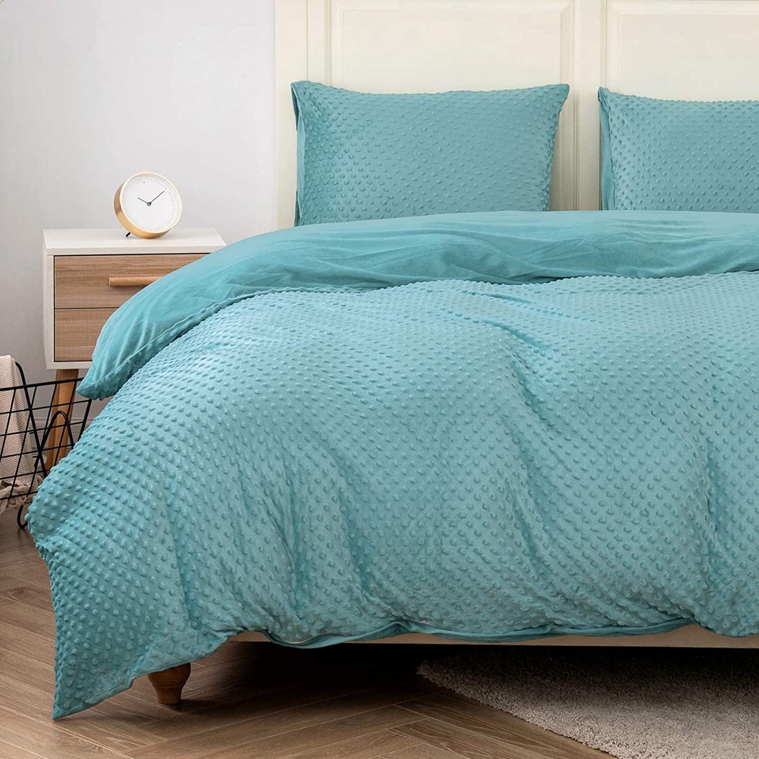Price:$32.99 Duvet Cover Set Twin,3D textured 280GSM Heavyweight Velvet Comforter Set 2 Pieces, Super Soft Fluffy Bed Sets, Solid Color Boho Style 1 Duvet Cover 1 Shams, Aqua Blue : Home & Kitchen