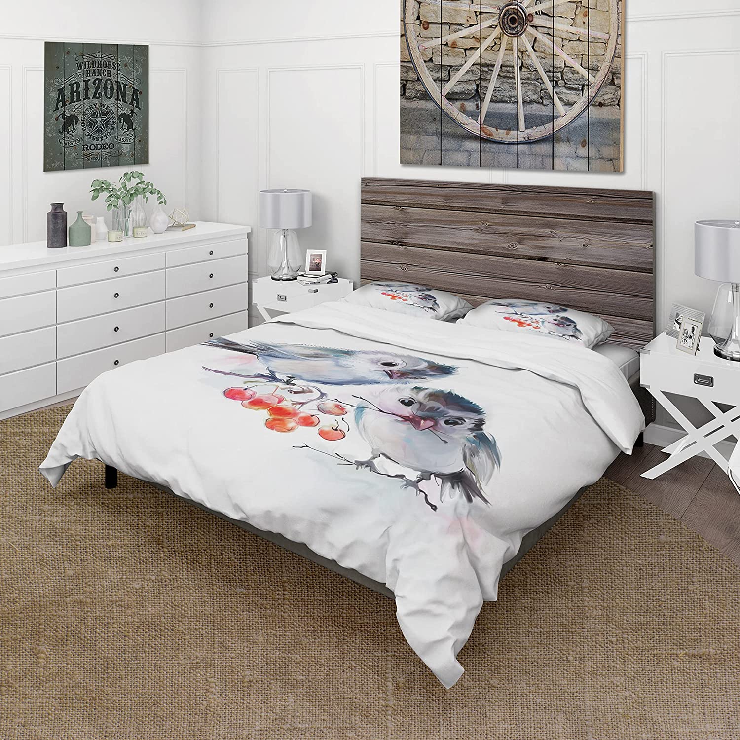Price:$85.76 'Birds on Branch with Red Berries' Animal Duvet Cover Set : Home & Kitchen