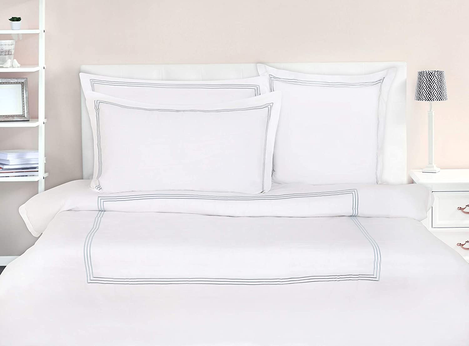 Price:$249.00 HOME COLLECTIONS Organic Cotton Embroidered Duvet Set (King (108"X92"), Light Blue) : Home & Kitchen