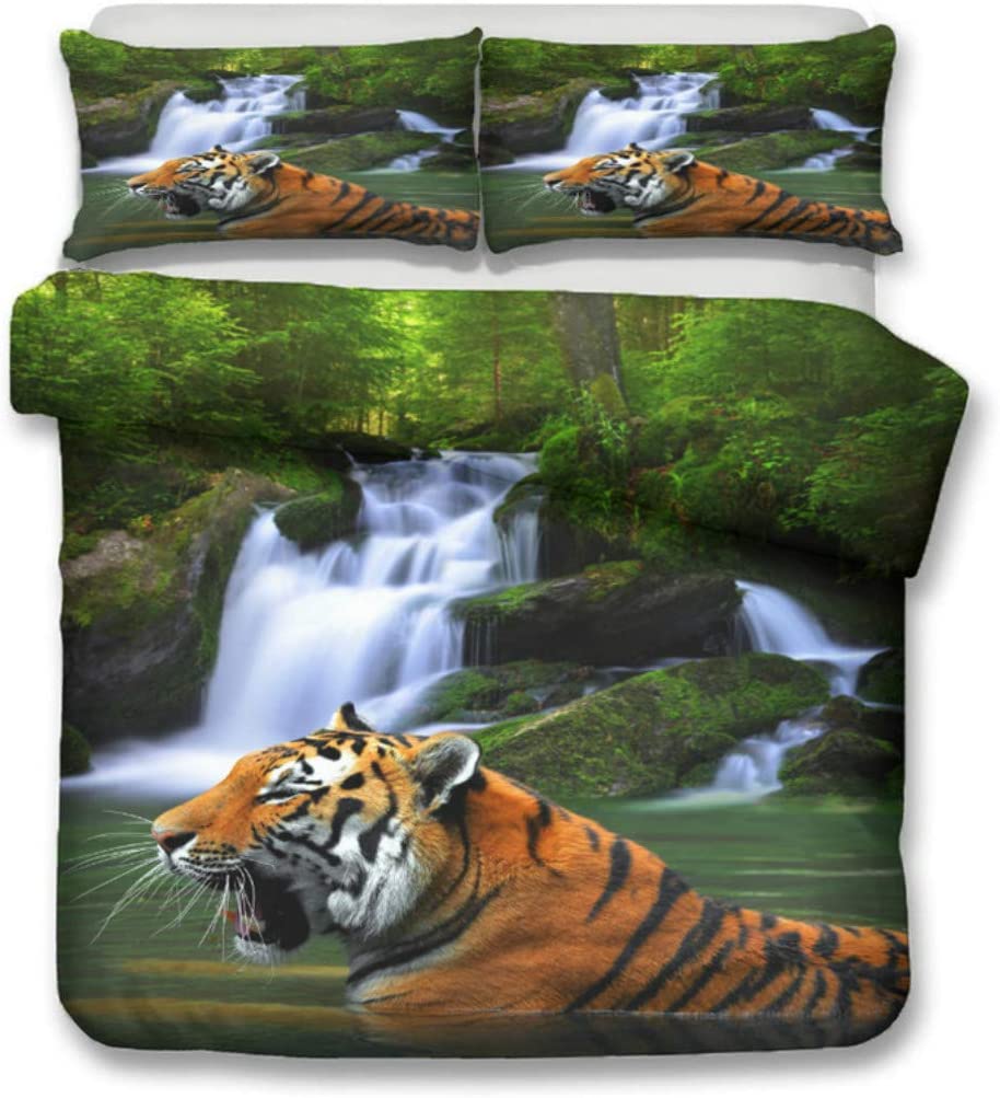 Price:$58.79 Set 3D Printed Duvet Cover Bed Set Tiger Full Size King Quilt Cover Home Textiles for Adults Bedclothes with Pillowcase (US Full) : Home & Kitchen