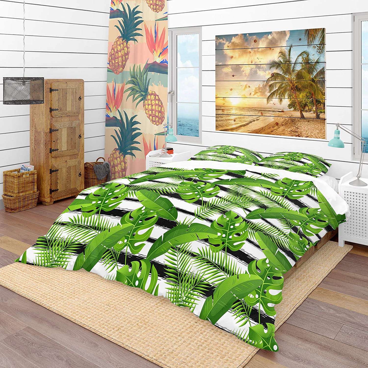 with Tropical Palm Leaves' Tropical Duvet Cover Set : Home & Kitchen