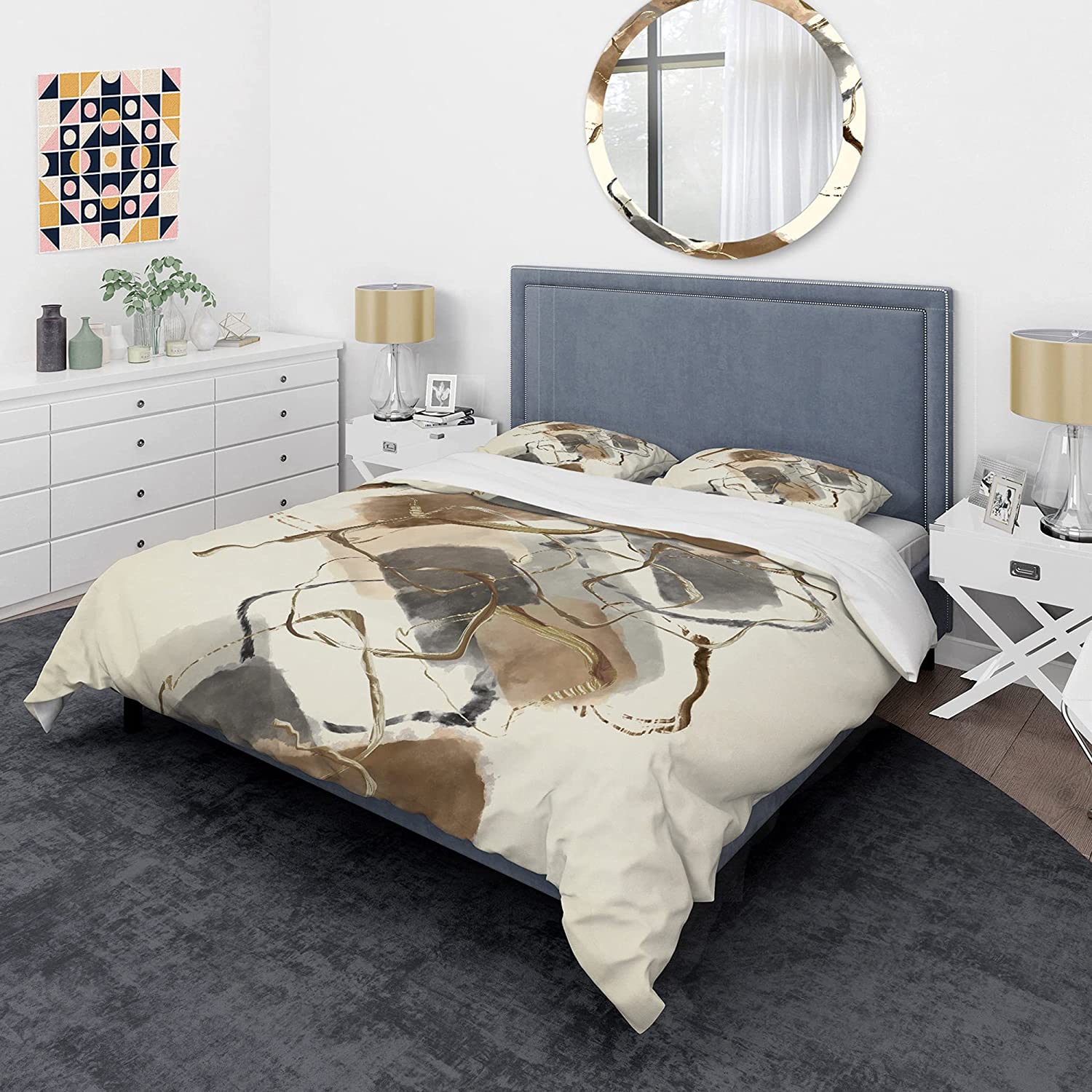 Price:$120.04 'Gold Glam Squares IV' Glam Duvet Cover Set : Home & Kitchen