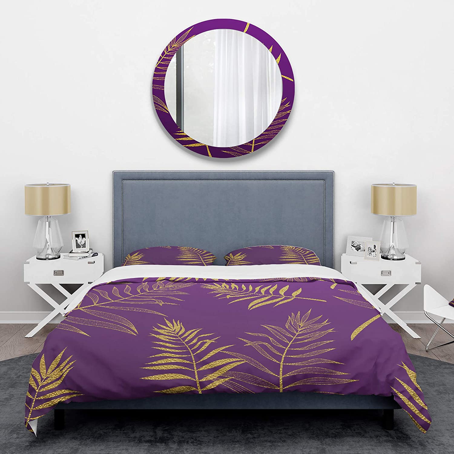 Price:$109.78 'Tropical Foliage V' Mid-Century Modern Duvet Cover Set : Home & Kitchen