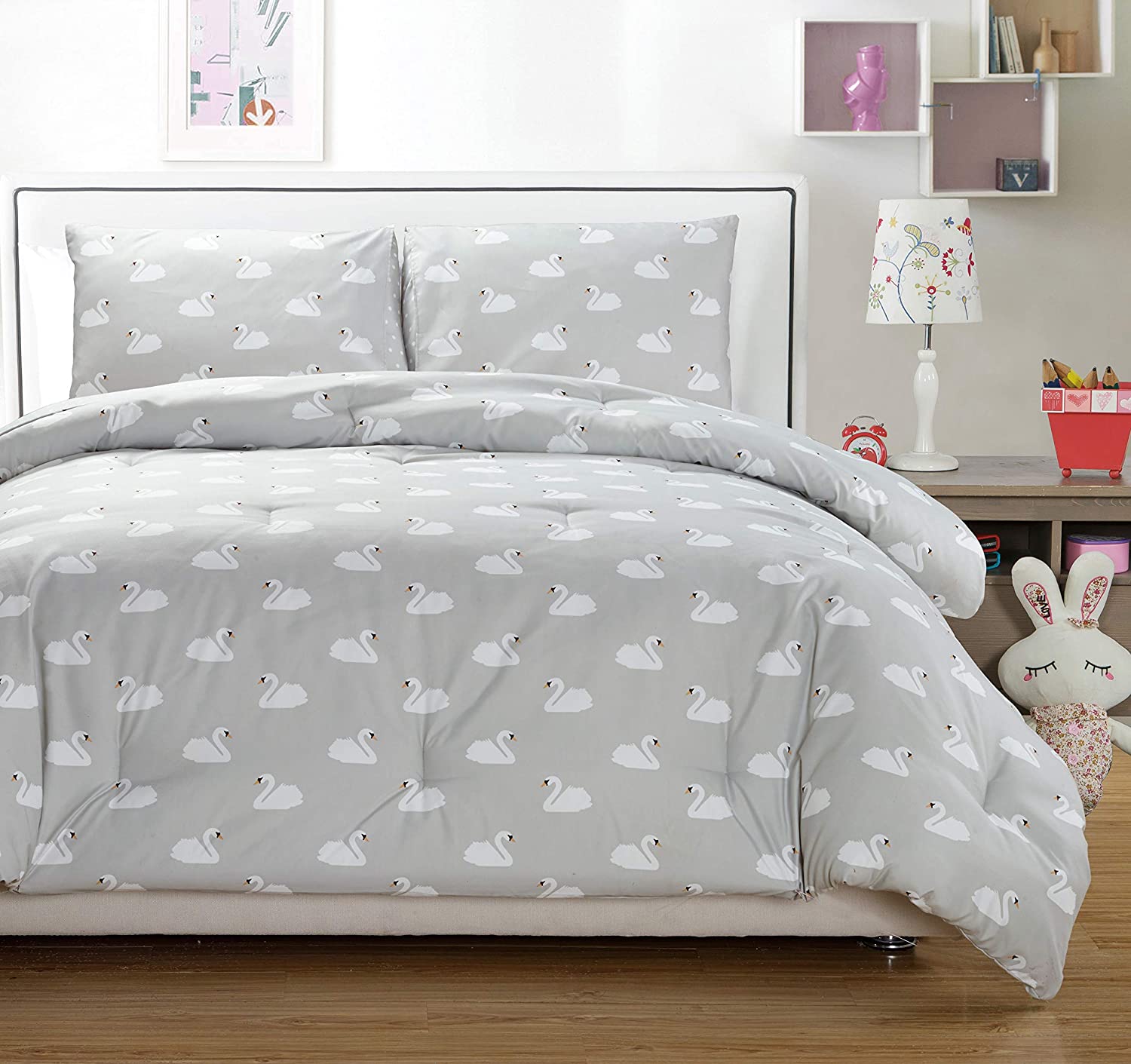 Price:$49.99 + Bash Chenia Swans Duvet Set, Full/Queen, Grey : Home & Kitchen