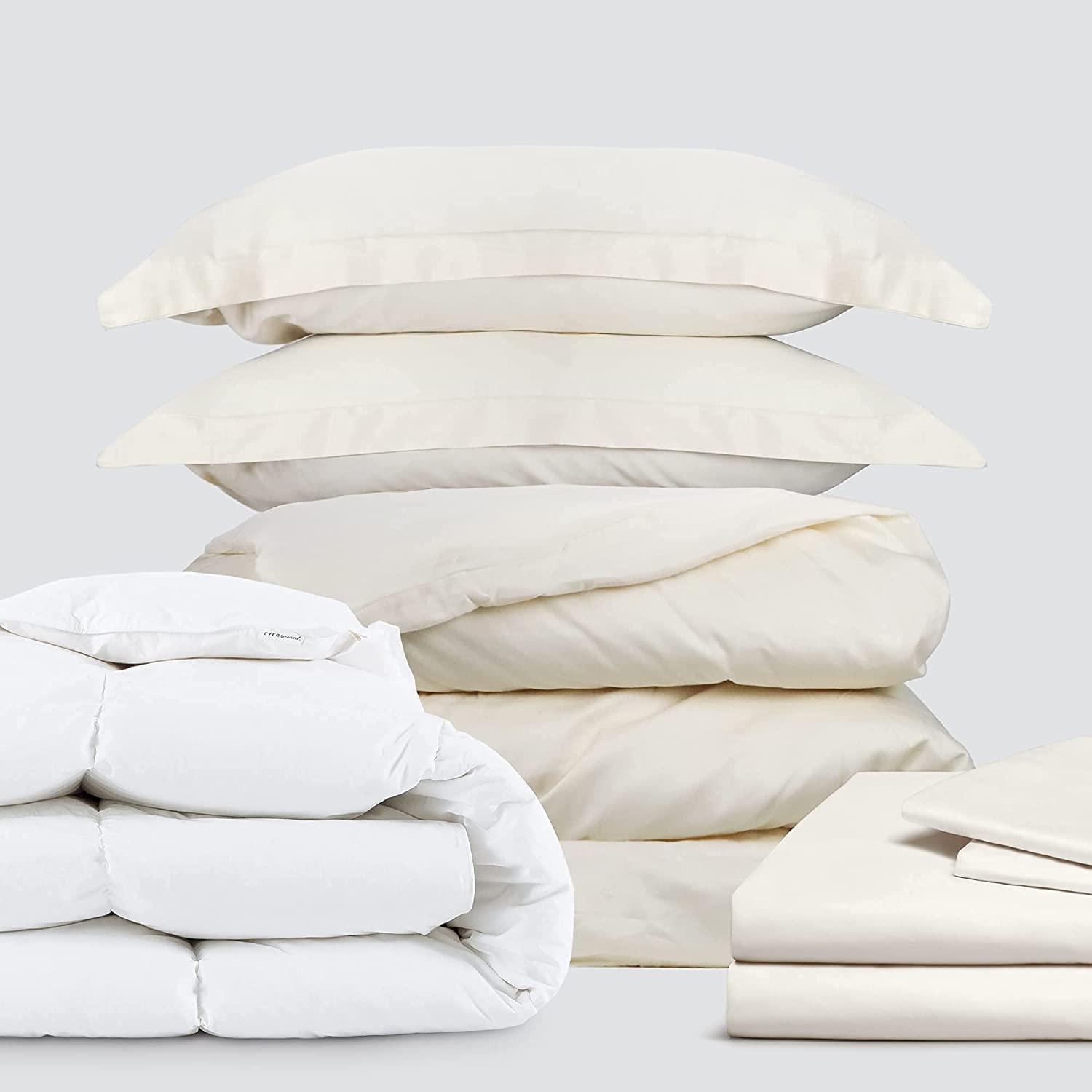Price:$124.95 All Cotton Collection Bedding Bundle - 3 Piece Duvet Set (King, Ivory Cream) & 4 Piece Sheet Set (King, Ivory Cream) & Goose Down Comforter (King) : Home & Kitchen
