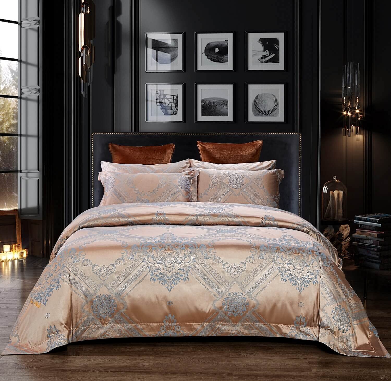 Price:$189.00 Piece Bedding Duvet Cover Set, Luxury Jacquard Top, 100% Soft Combed Cotton Inside, Superior Comfort, Breathable, Machine Washable, Queen Size DM810Q : Home & Kitchen