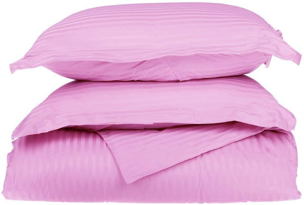 Price:$55.99 600 Thread Count 5pc Duvet Cover Set & Fitted Sheet Queen Bed Size, Lilac/Lavender Stripe 100% Egyptian Cotton : Home & Kitchen