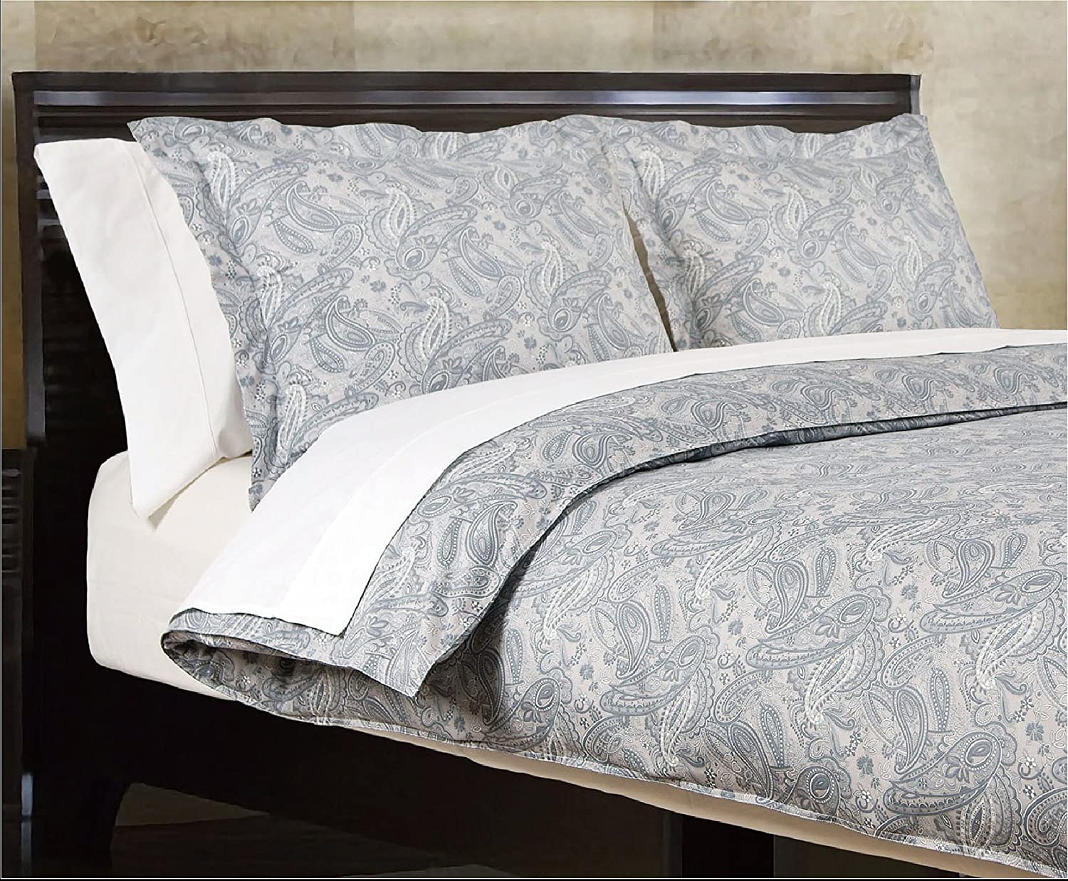 Price:$108.49 Feather The Paisley Duvet Cover Set, King, Grey : Home & Kitchen