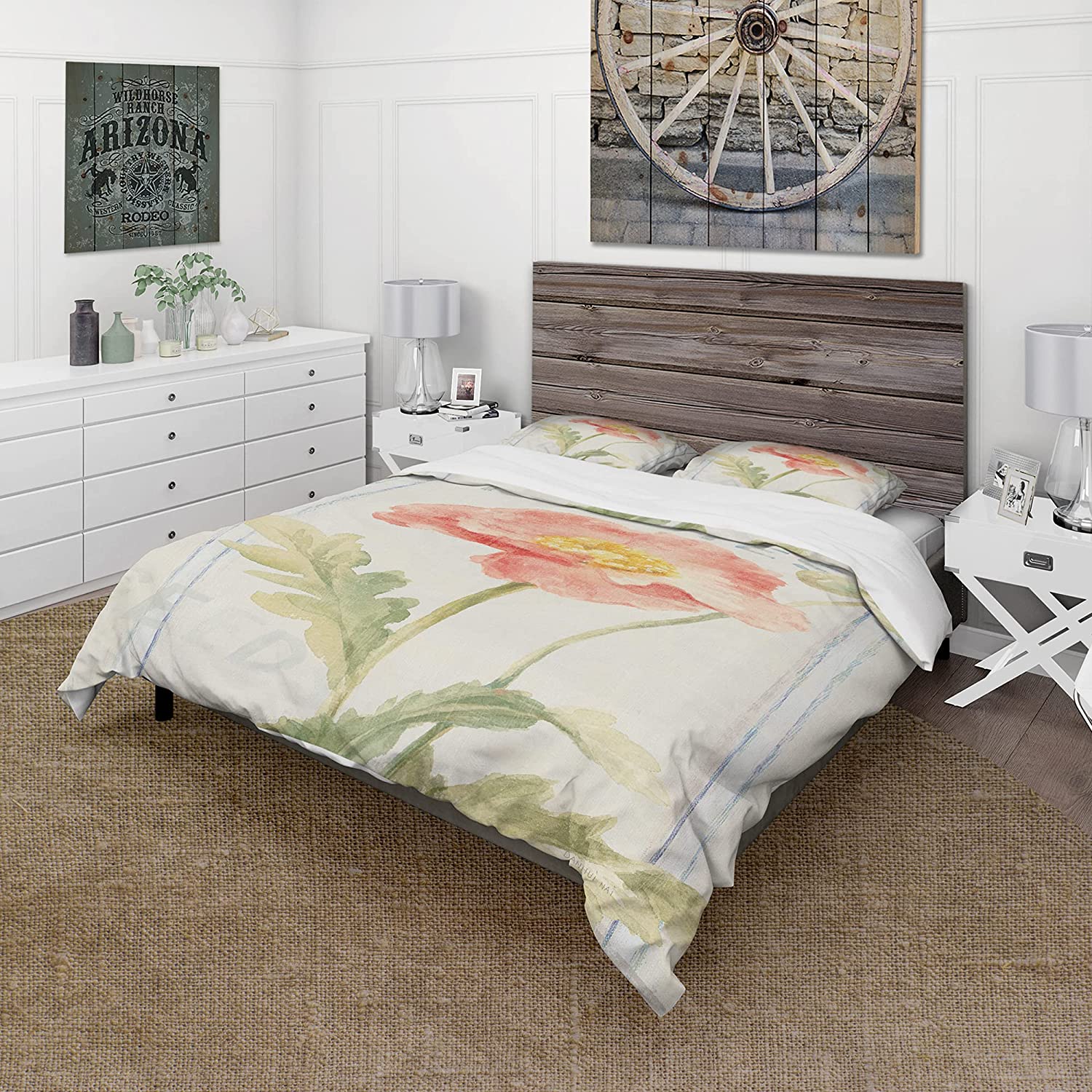 Price:$120.04 'Floursack Florals IV' Cottage Duvet Cover Set : Home & Kitchen
