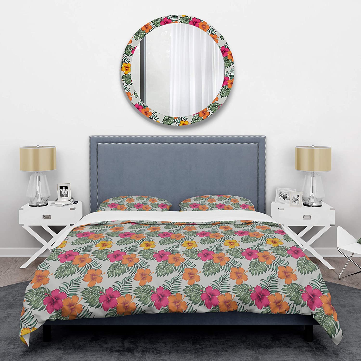 Price:$120.04 'Retro Tropical Leaves III' Mid-Century Modern Duvet Cover Set : Home & Kitchen