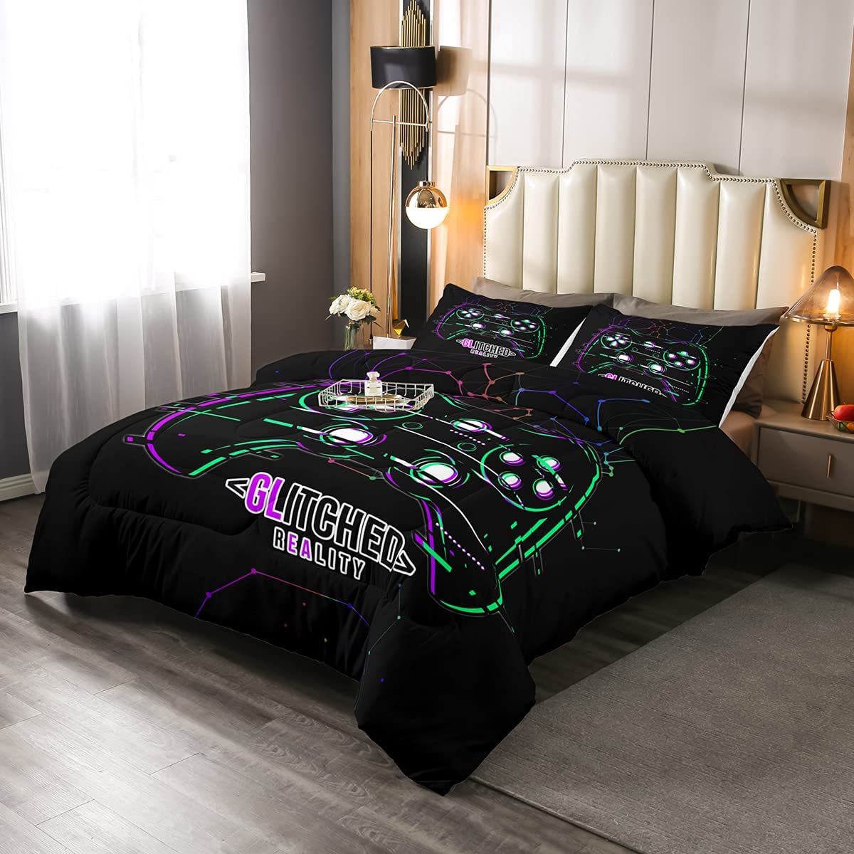Price:$40.99 Gamer Comforter Sets for Boys, Gaming Down Comforter Twin Size,Kids Video Games Bedding Set,Gamepad Controller Designs Duvet Sets for Teen Boys Bedroom Decor,2 Piece with 1 Pillow Sham : Home & Kitchen