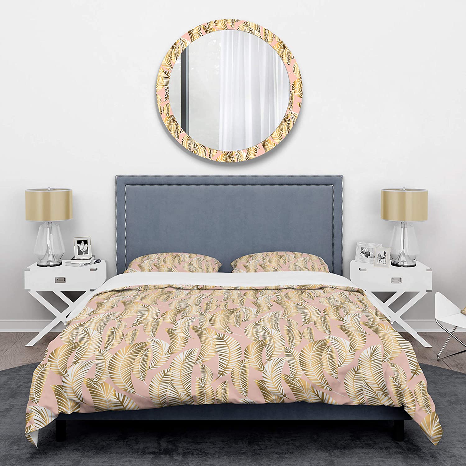 Palm Leaves I' Mid-Century Modern Duvet Cover Set : Home & Kitchen