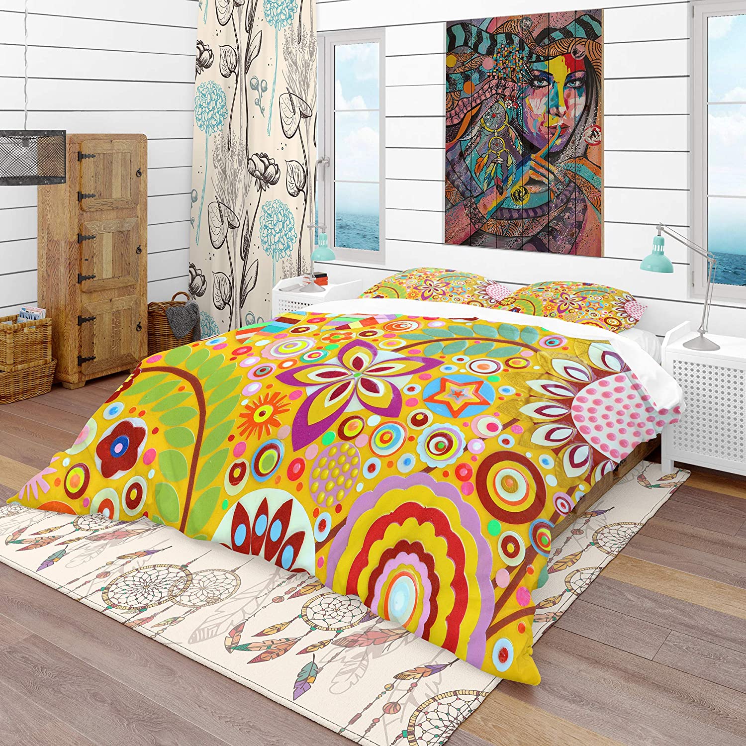 Price:$109.78 'Abstract Flower Mix' Vintage Duvet Cover Set : Home & Kitchen