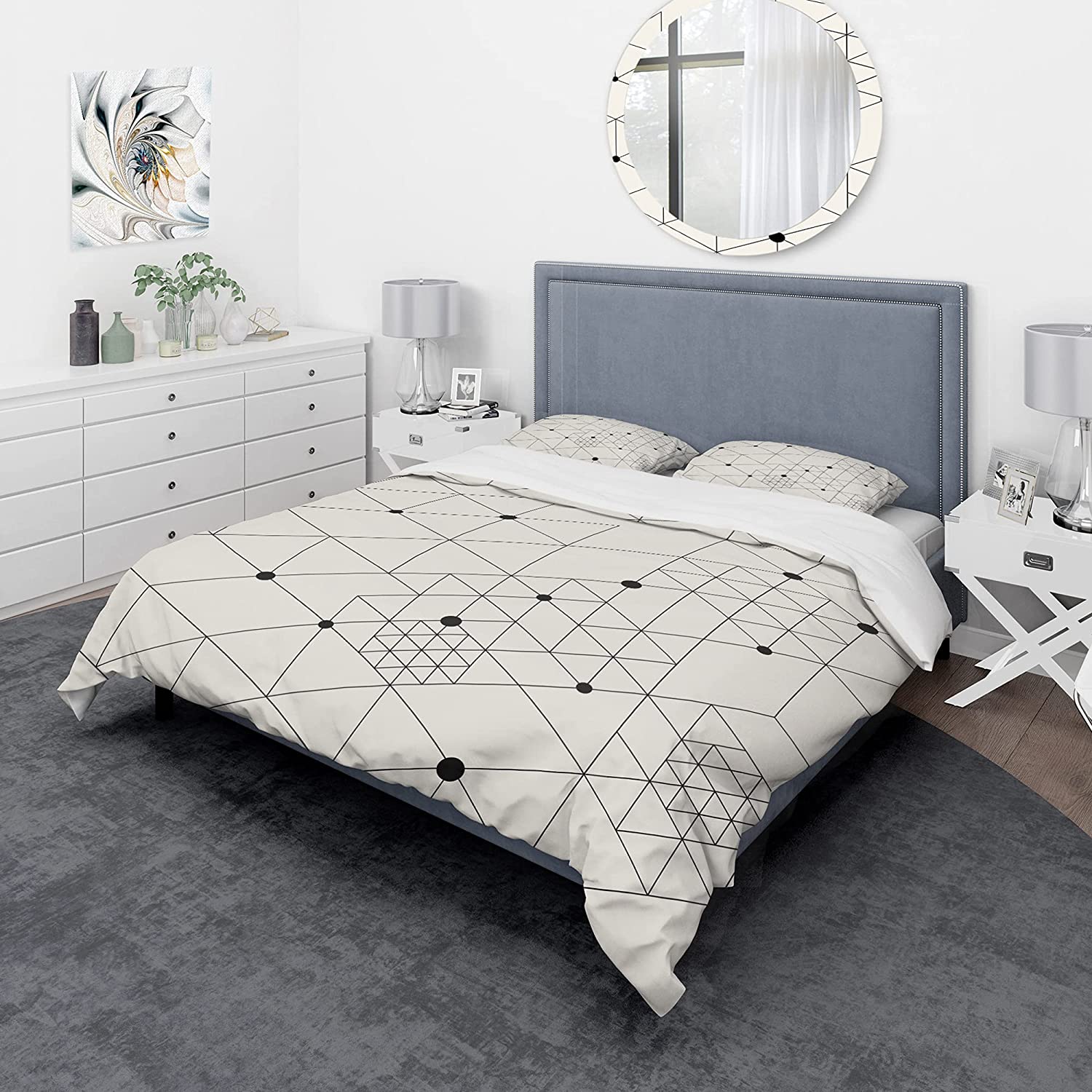 Price:$85.76 'Geometric Triangular Composition' Mid-Century Modern Duvet Cover Set : Home & Kitchen