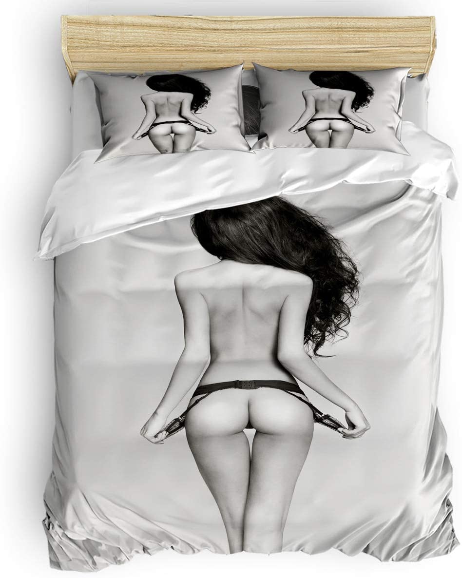 Price:$121.99 4 Piece Bedding Set for Girls Boys Adult, Sexy Naked Girl Poster Model with Bare Backs and Buttocks Duvet Cover Set Ultra Soft and Easy Care Sheet Quilt Sets with Decorative Pillow Covers : Home & Kitchen