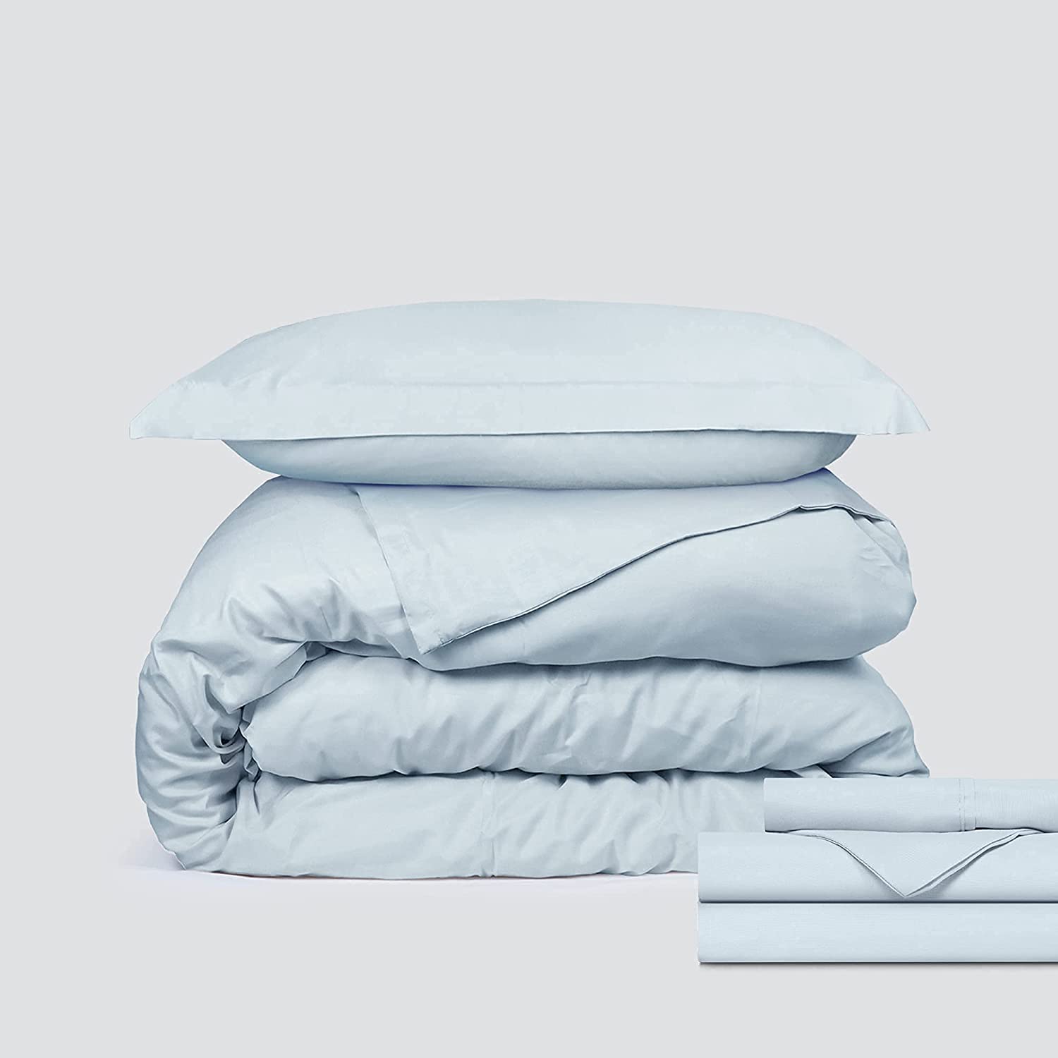 Price:$34.29 Classic Microfiber Bedding Bundle - 3 Piece Sheet Set (Twin, Light Blue) & 2 Piece Microfiber Duvet Set (Twin, Light Blue) : Home & Kitchen