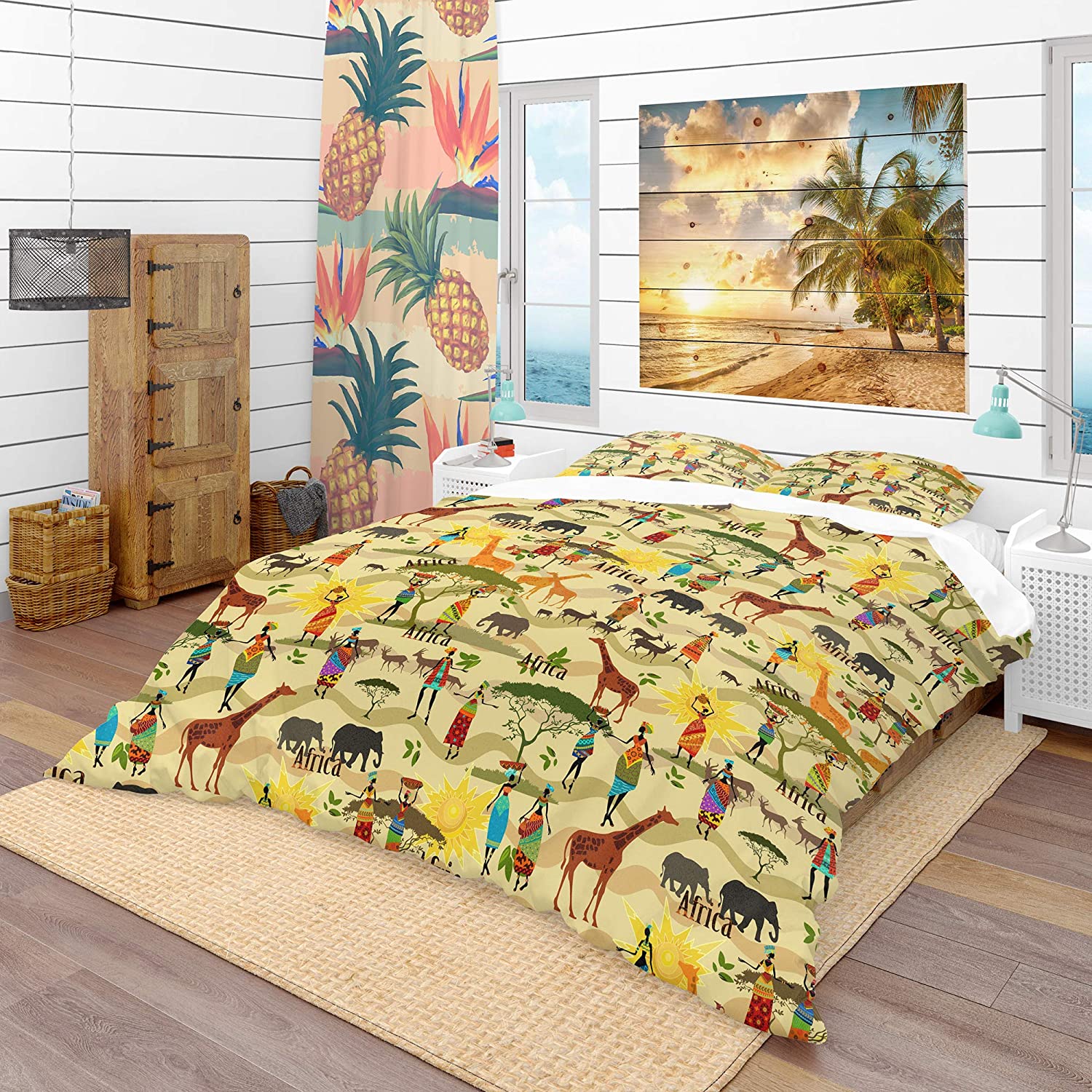 Price:$85.76 African Texture' Tropical Duvet Cover Set : Home & Kitchen