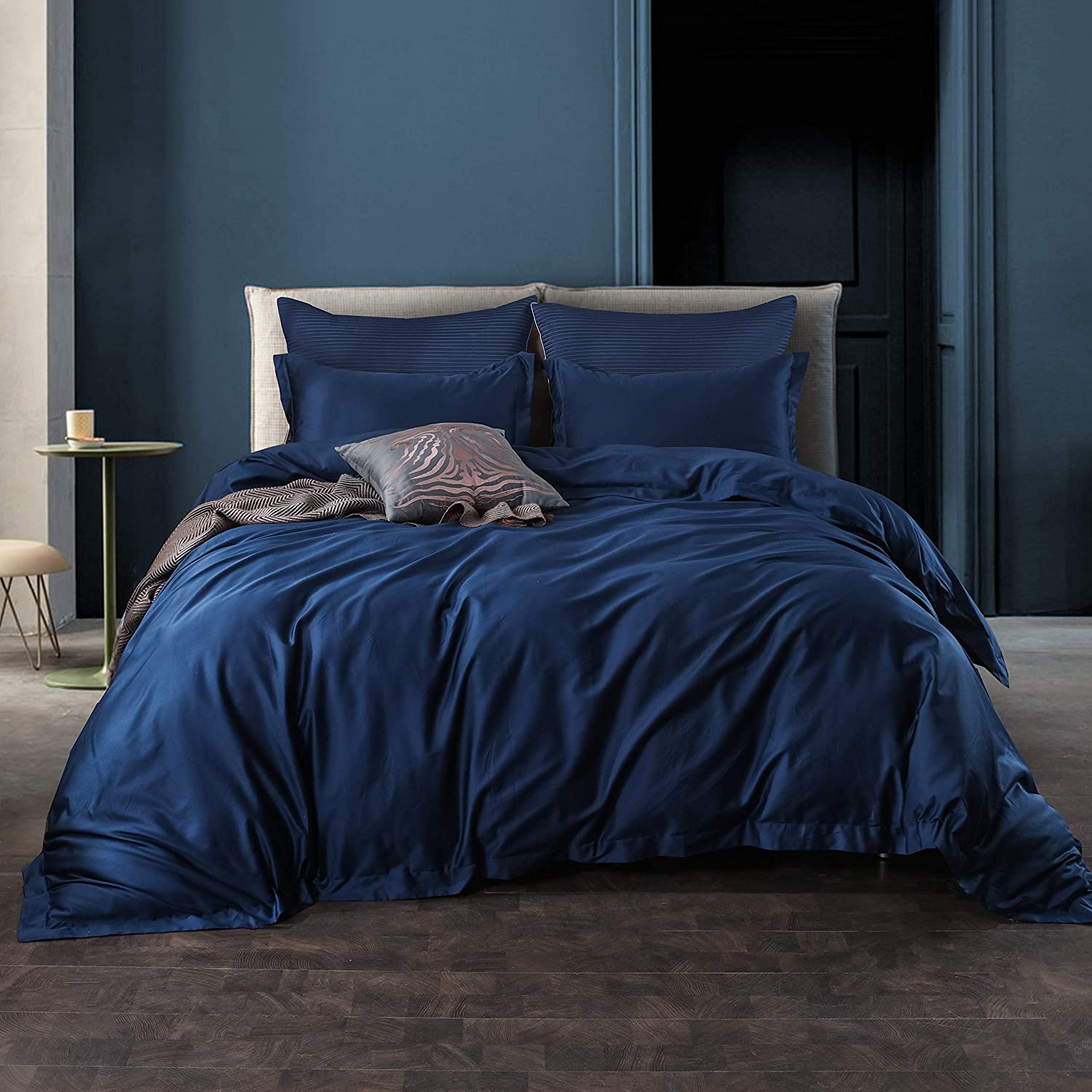 Price:$79.99 Duvet Cover King Size,3 Pieces Bedding Sets,1200Thread Count 100% Egyptian Cotton Comforter Cover with 2 Pillowcases Ultra Soft&Breathable(Blue,106x90Inches) : Home & Kitchen