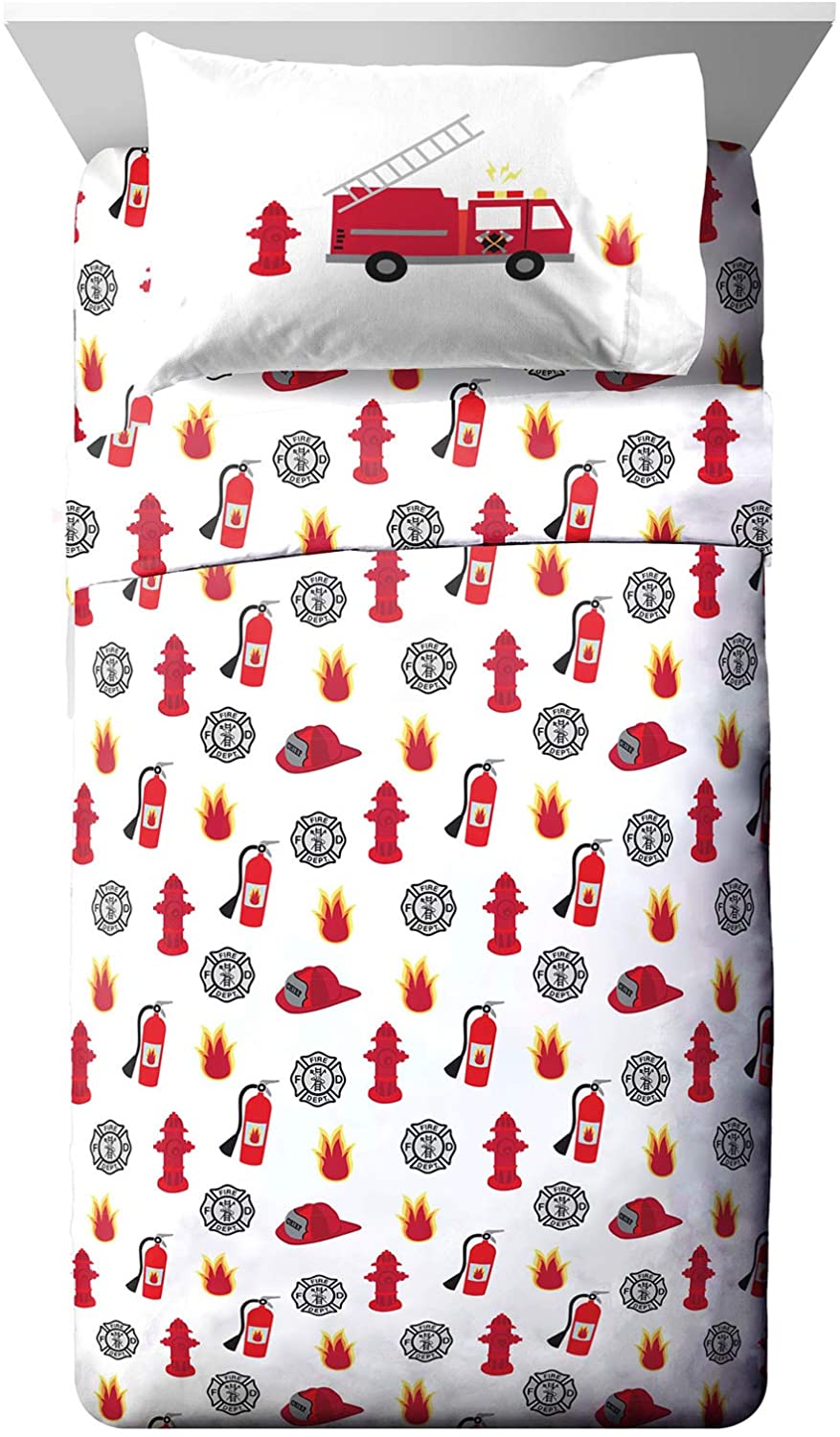 Price:$29.99 Franco Trend Collector Go Fire Truck Go Full Sheet Set - 4 Piece Set Super Soft and Cozy Kid’s Bedding - Fade Resistant Microfiber Sheets : Everything Else