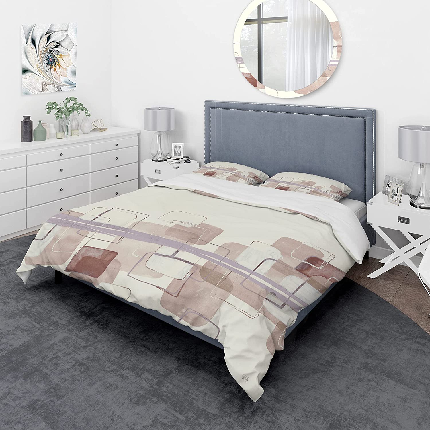 Price:$120.04 'Watercolor Minimal Boxes II' Geometric Duvet Cover Set : Home & Kitchen